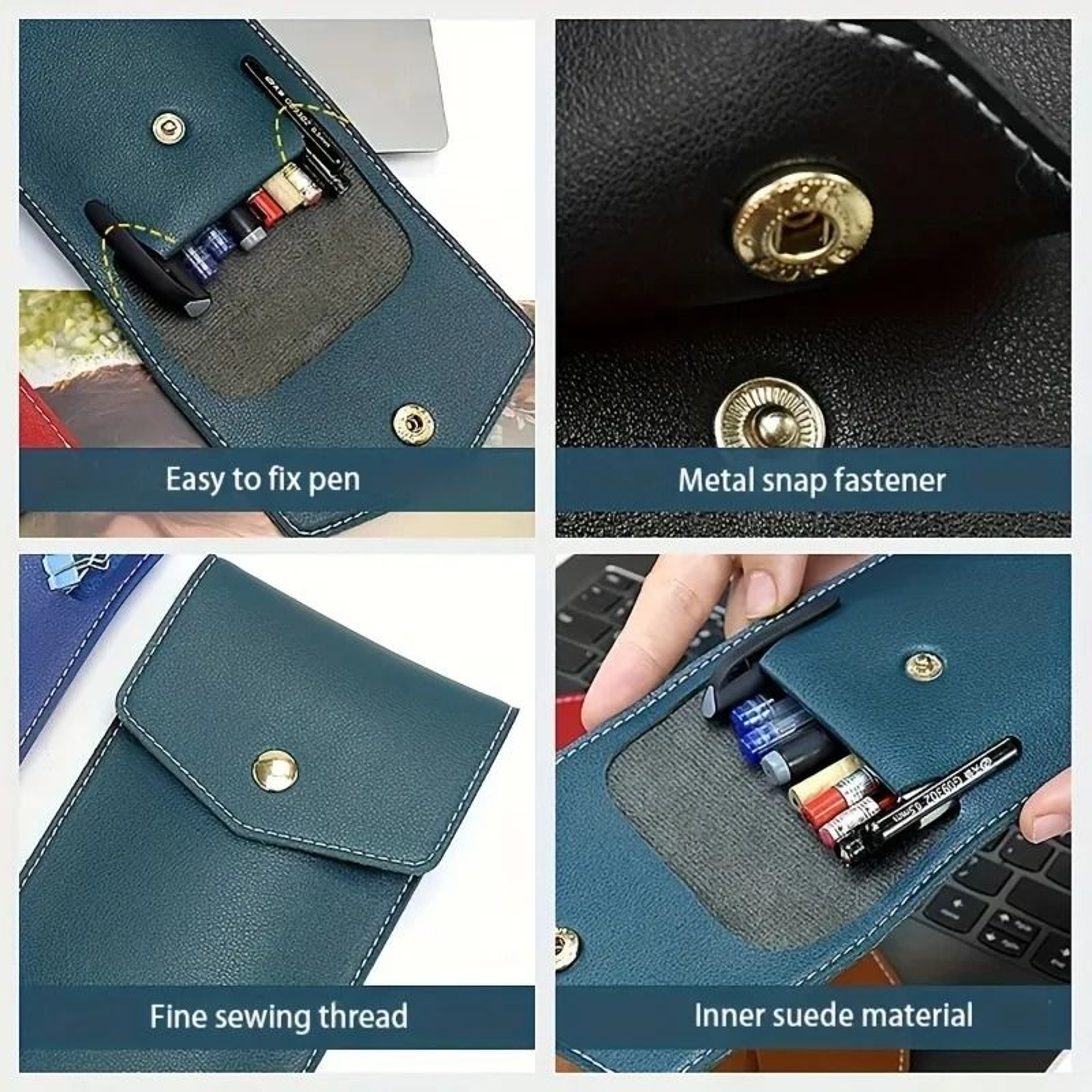 Premium PU Leather Stationery Bag  Slim Student  Business Office Pen Holder 1