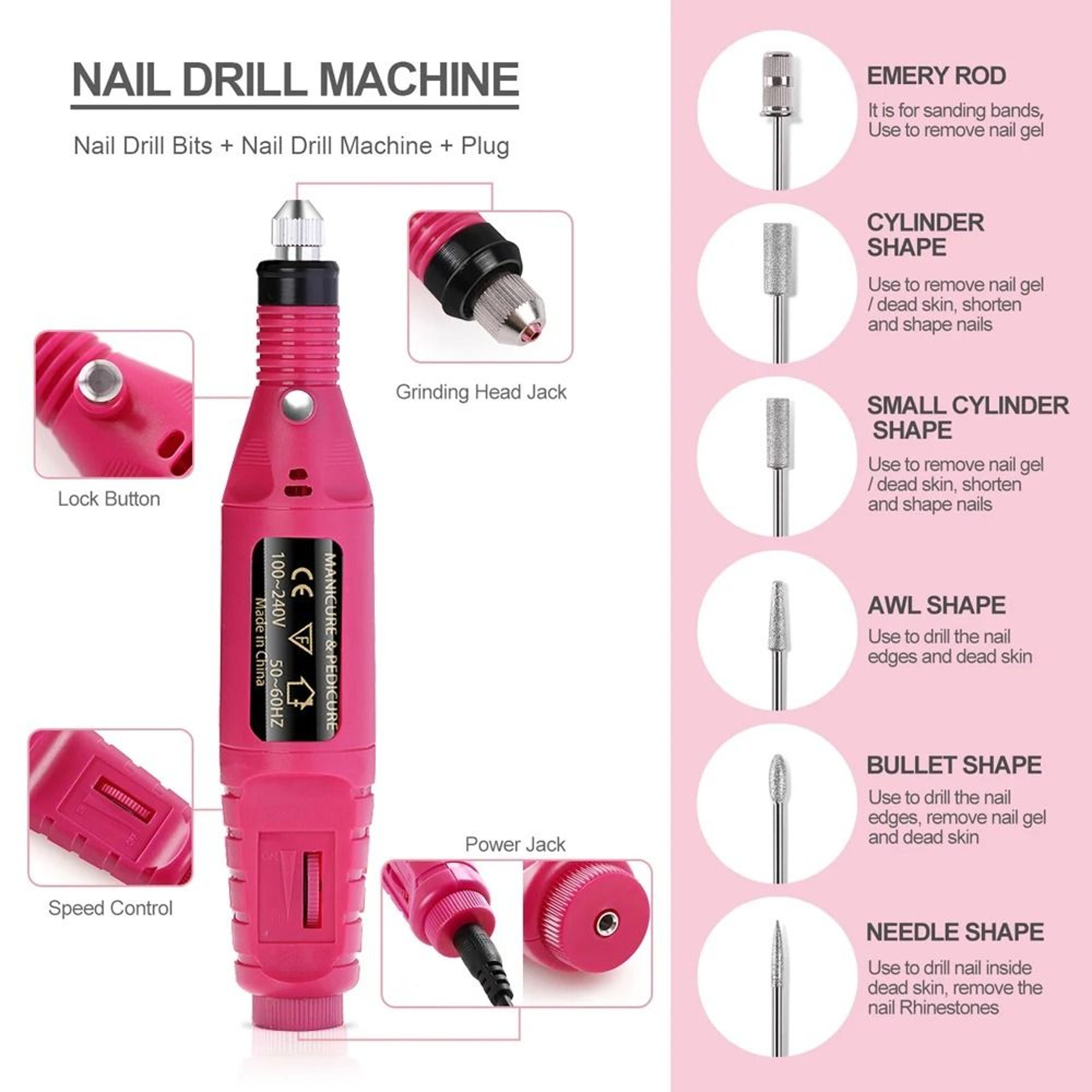 Strong Electric Nail Sander  20000 RPM Professional Manicure  Pedicure Drill 3