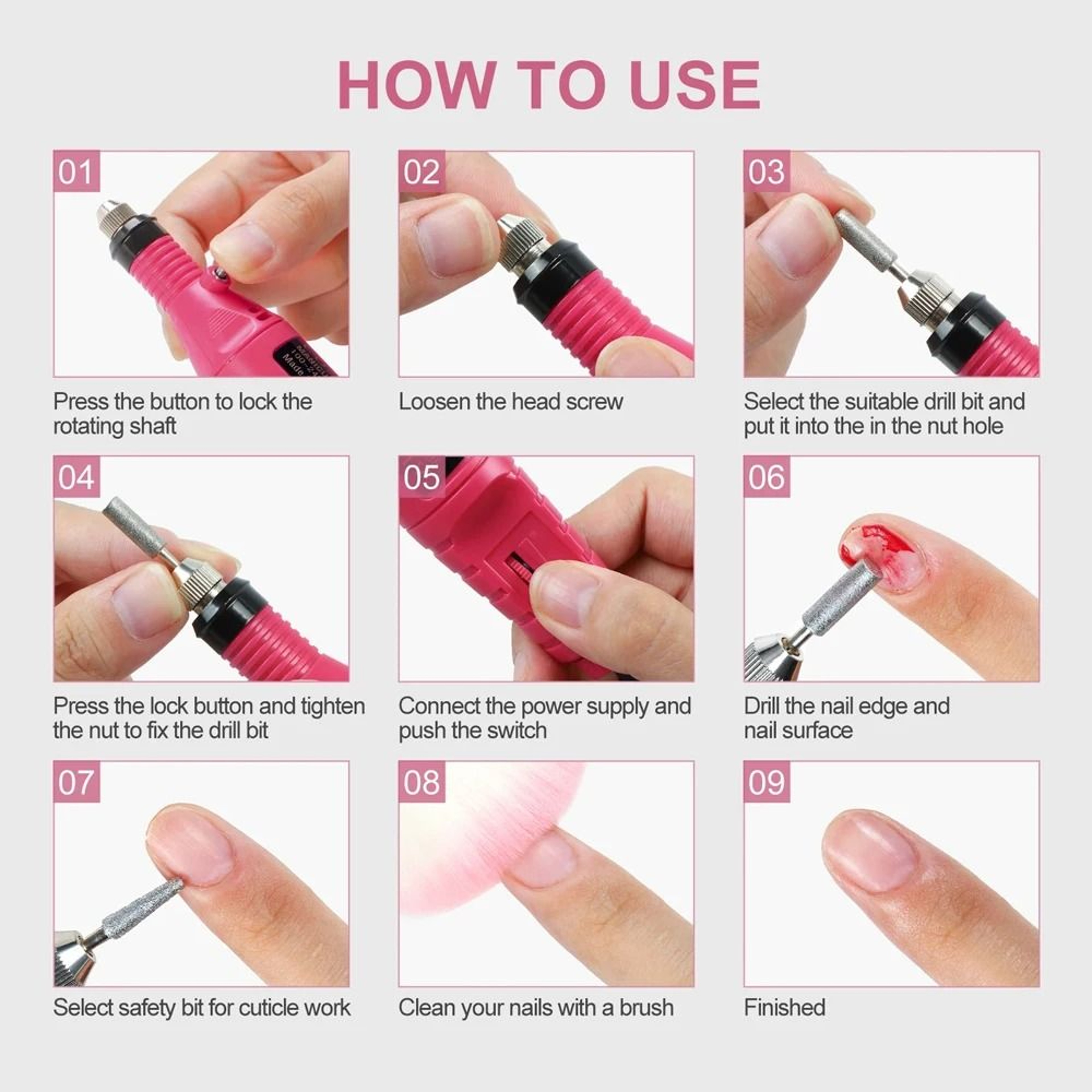 Strong Electric Nail Sander  20000 RPM Professional Manicure  Pedicure Drill 5