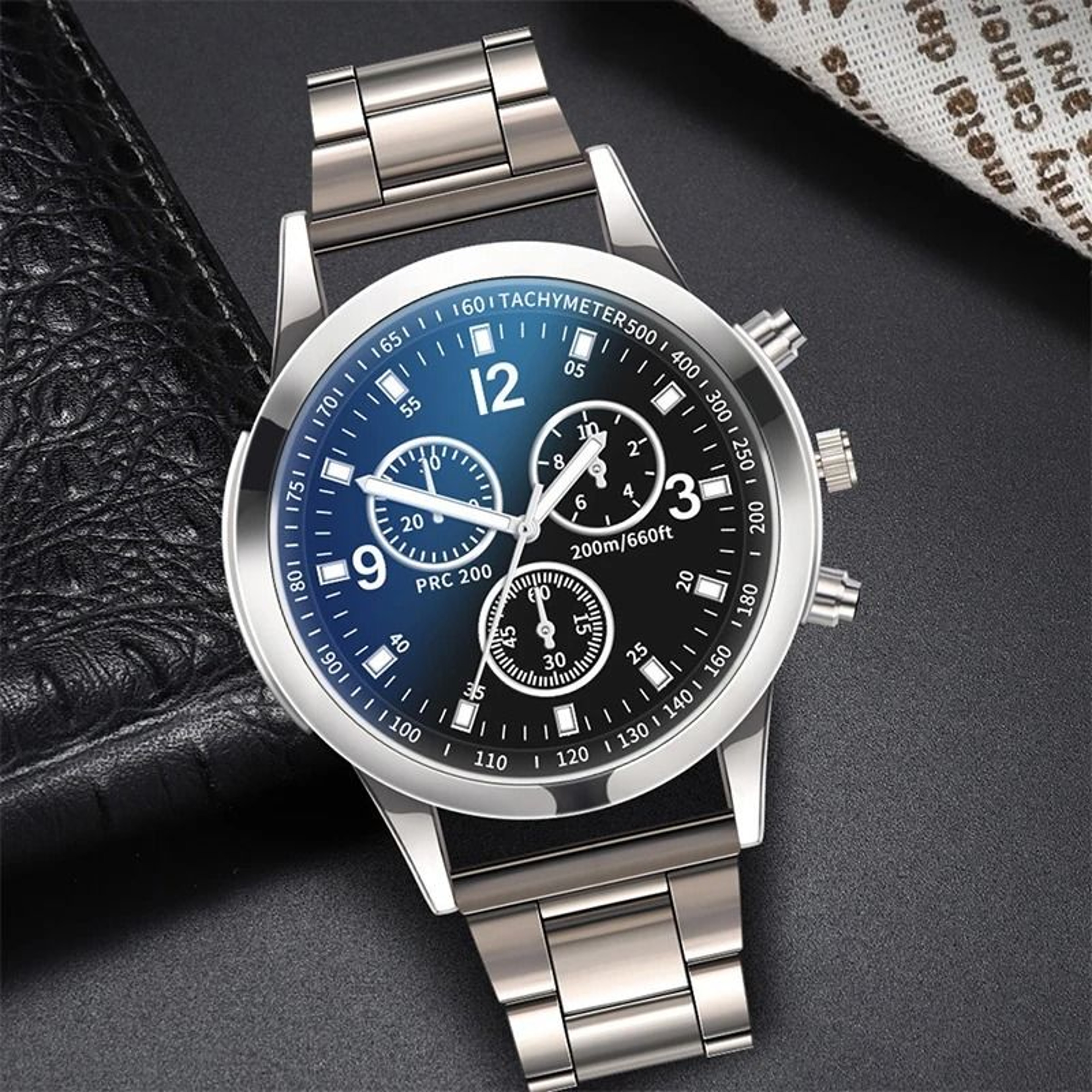 Mens Business Steel Band Quartz Watch  Fashion Timepiece With Matching Bracelet 5