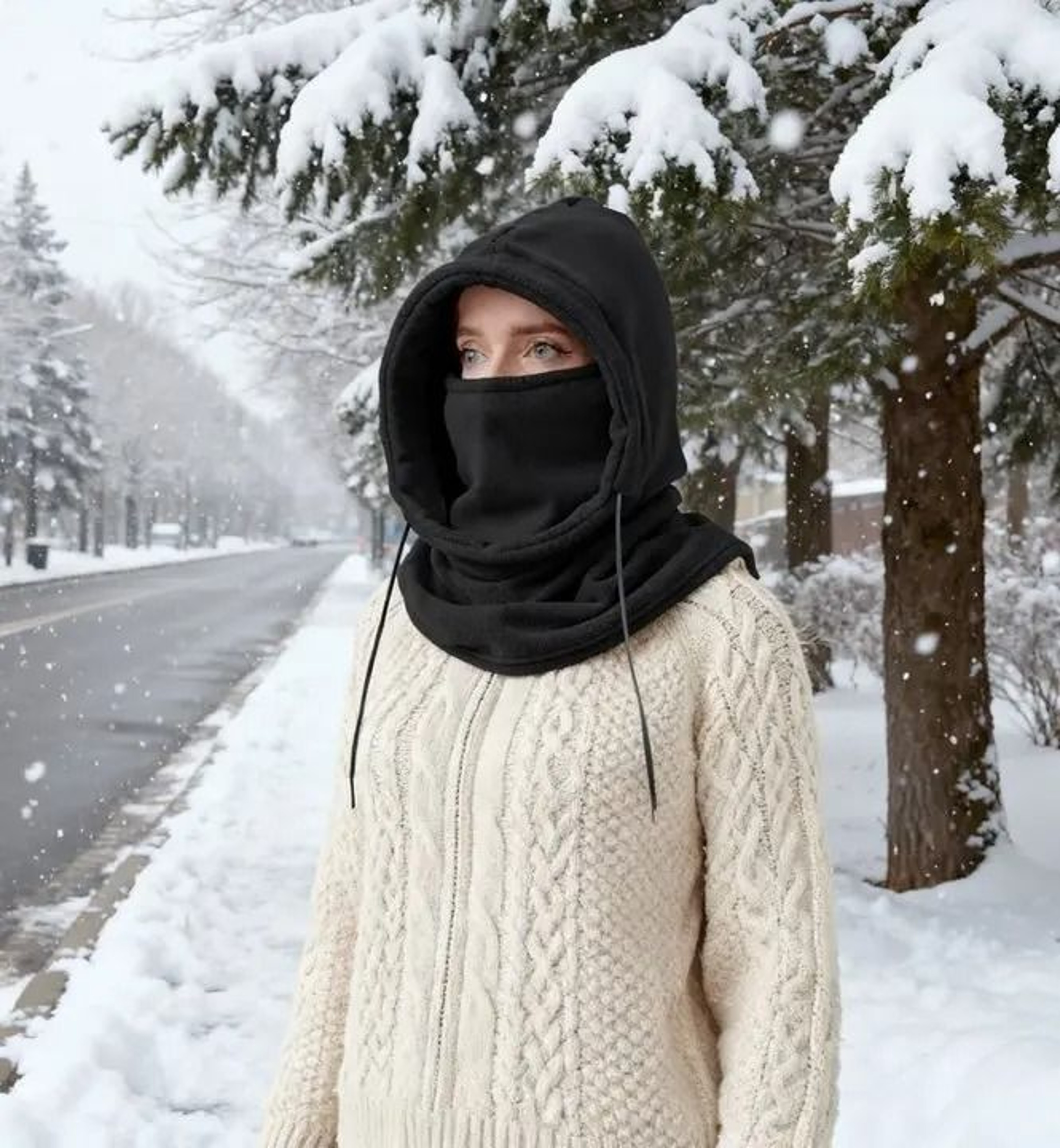 Unisex Winter Balaclava Knit Hood  Windproof Mask  Headgear For Cold Weather 4