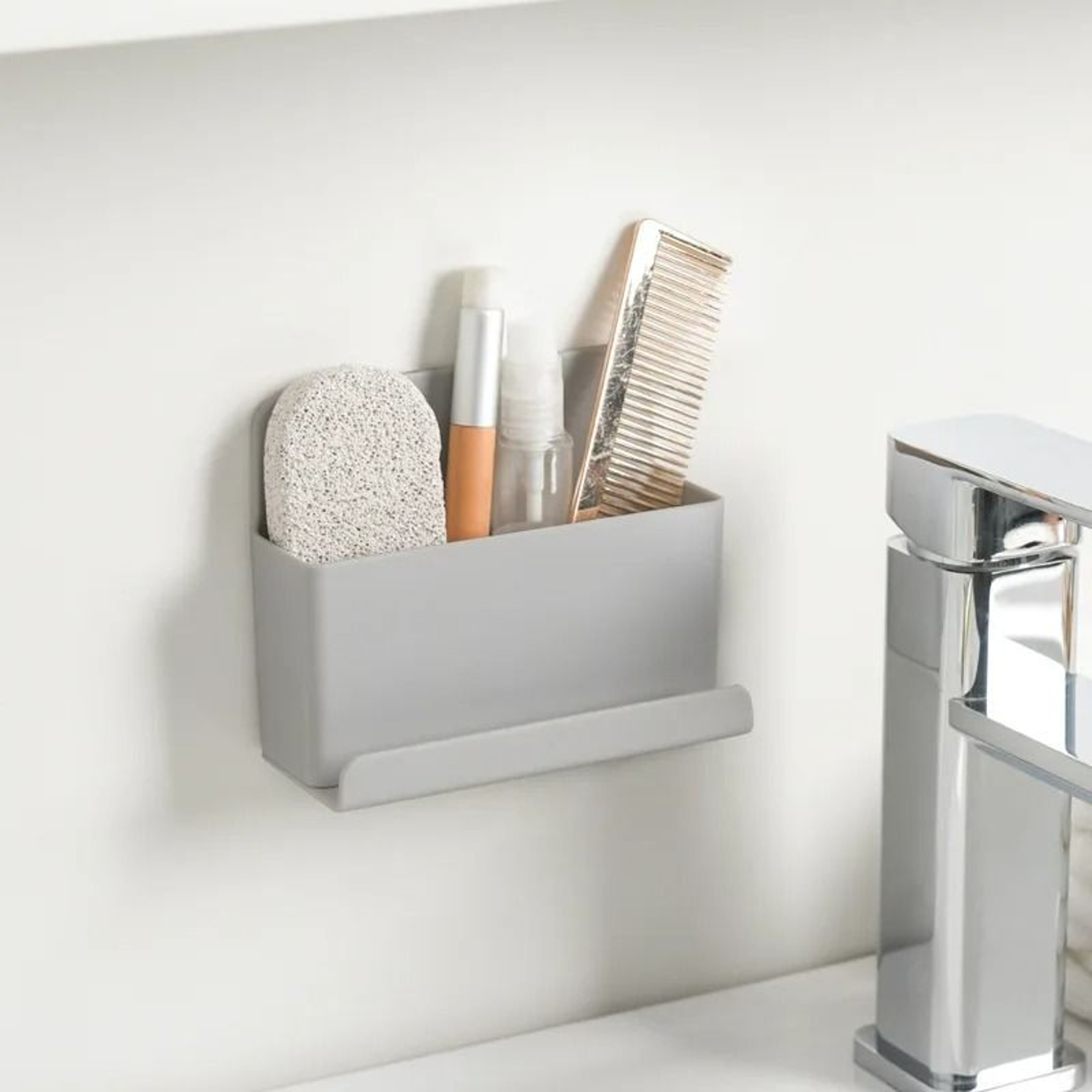 Compact WallMounted Storage Organizer  Versatile Gray Holder For Home  Office 1