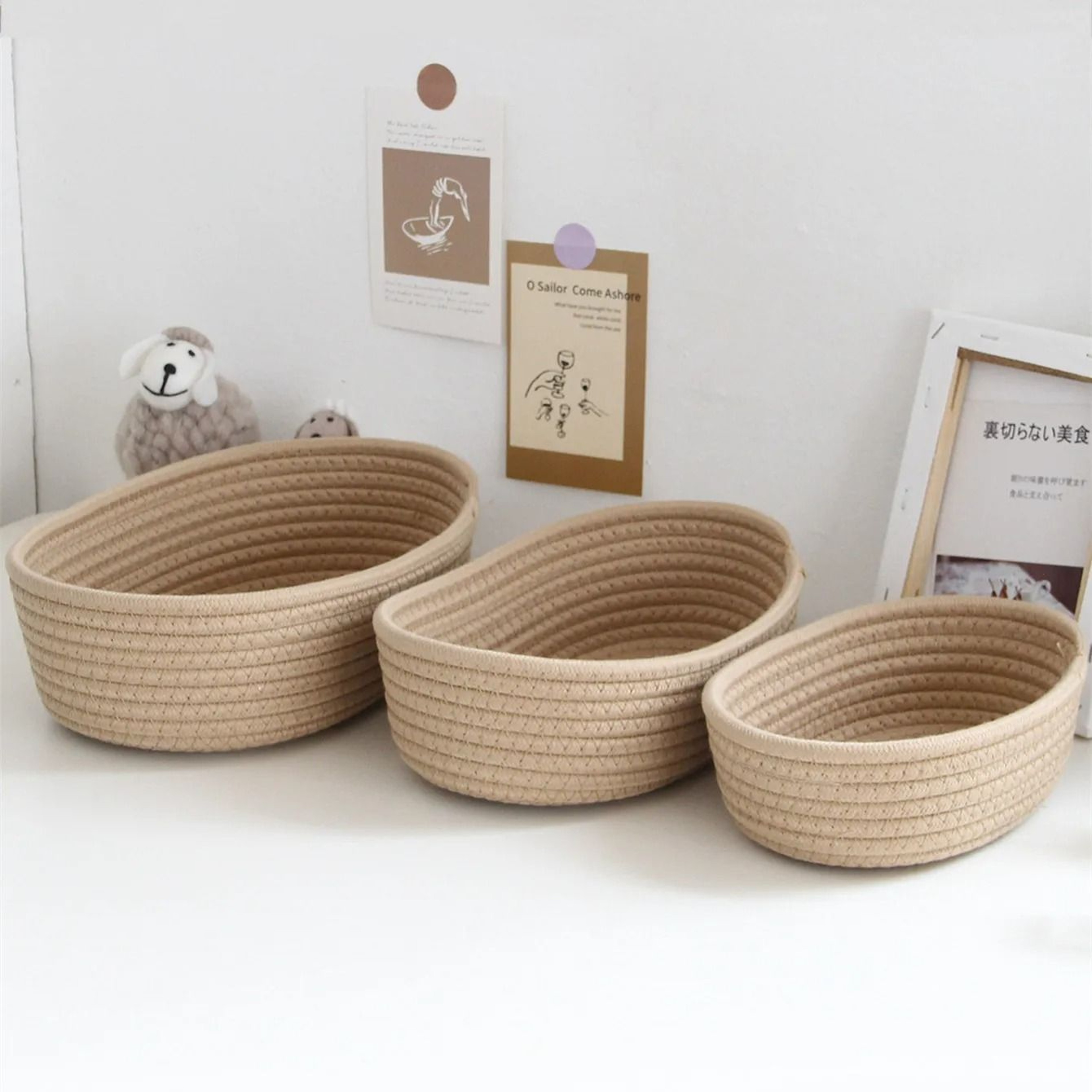 Woven Cotton Rope Storage Baskets  Multifunctional Desktop Organizer 2