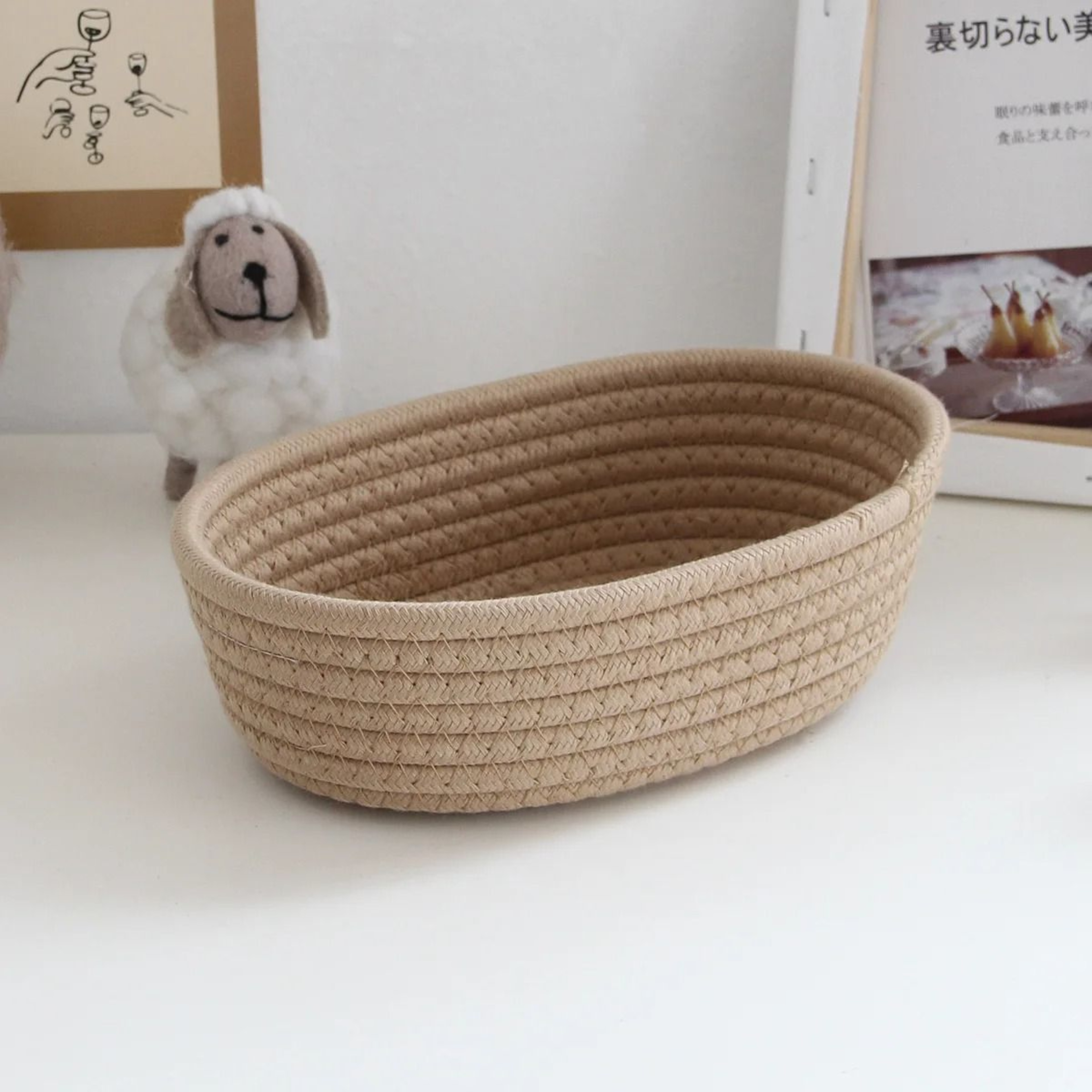 Woven Cotton Rope Storage Baskets  Multifunctional Desktop Organizer 9