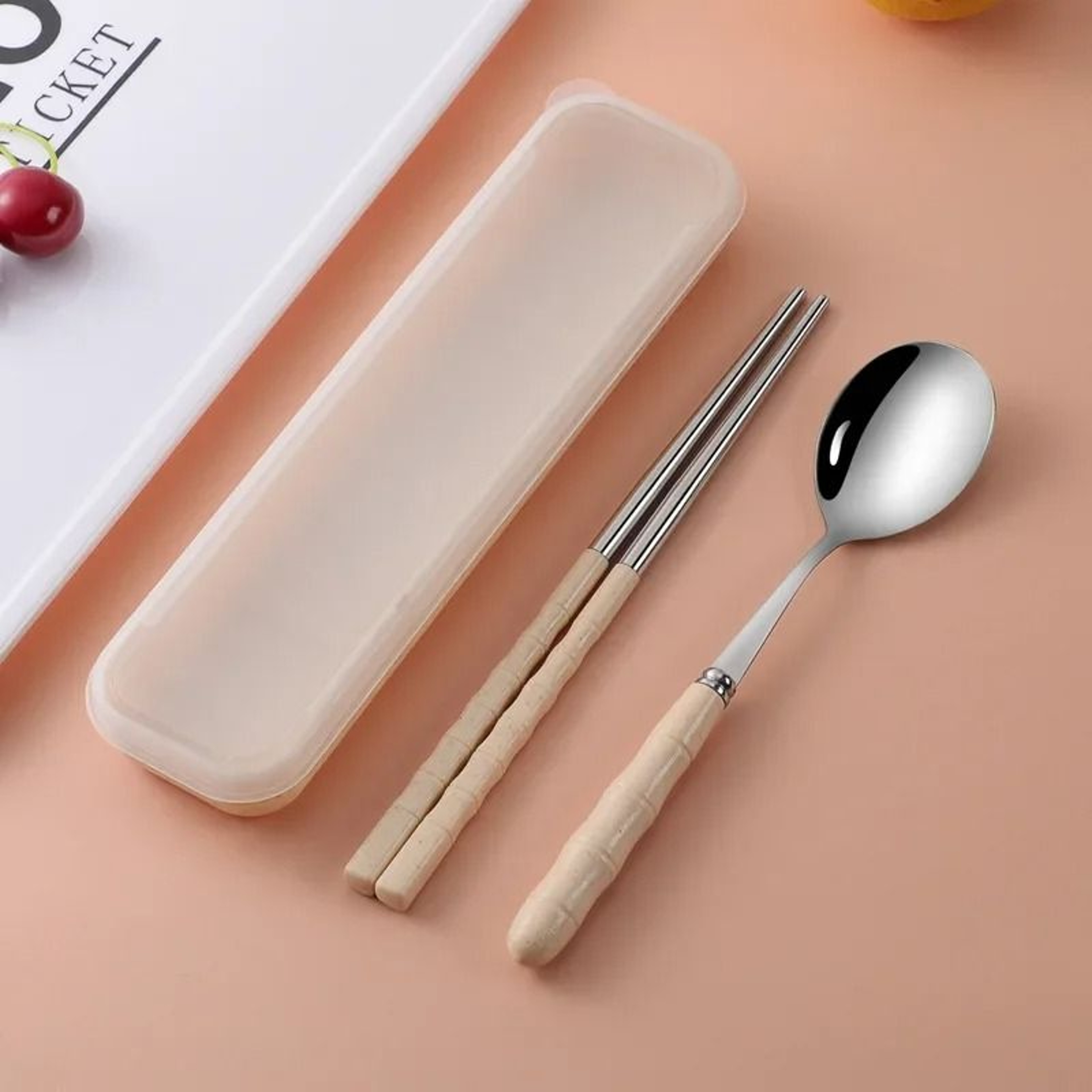 Wheat Straw Portable Cutlery Set  EcoFriendly Reusable Travel Tableware 2