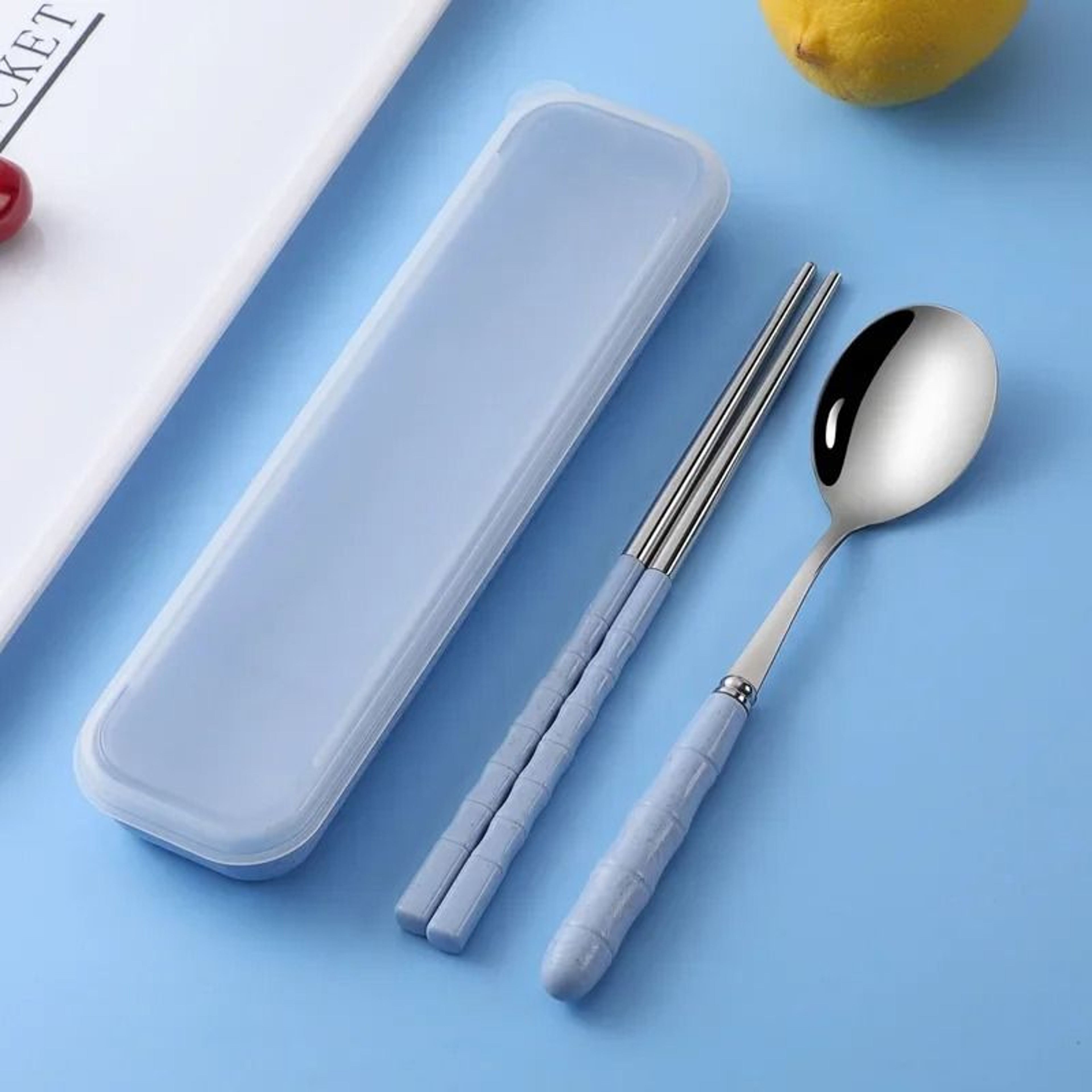 Wheat Straw Portable Cutlery Set  EcoFriendly Reusable Travel Tableware 6