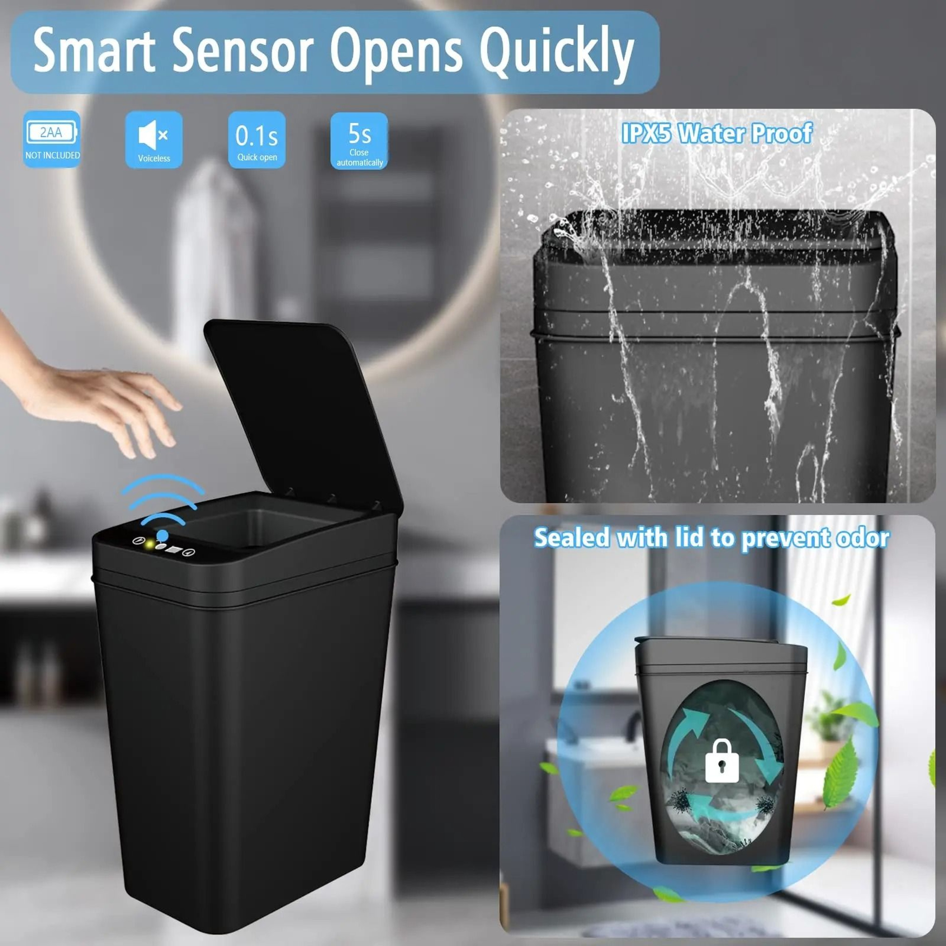 Smart Motion Sensor Trash Bin  Slim Touchless Automatic Garbage Can 5