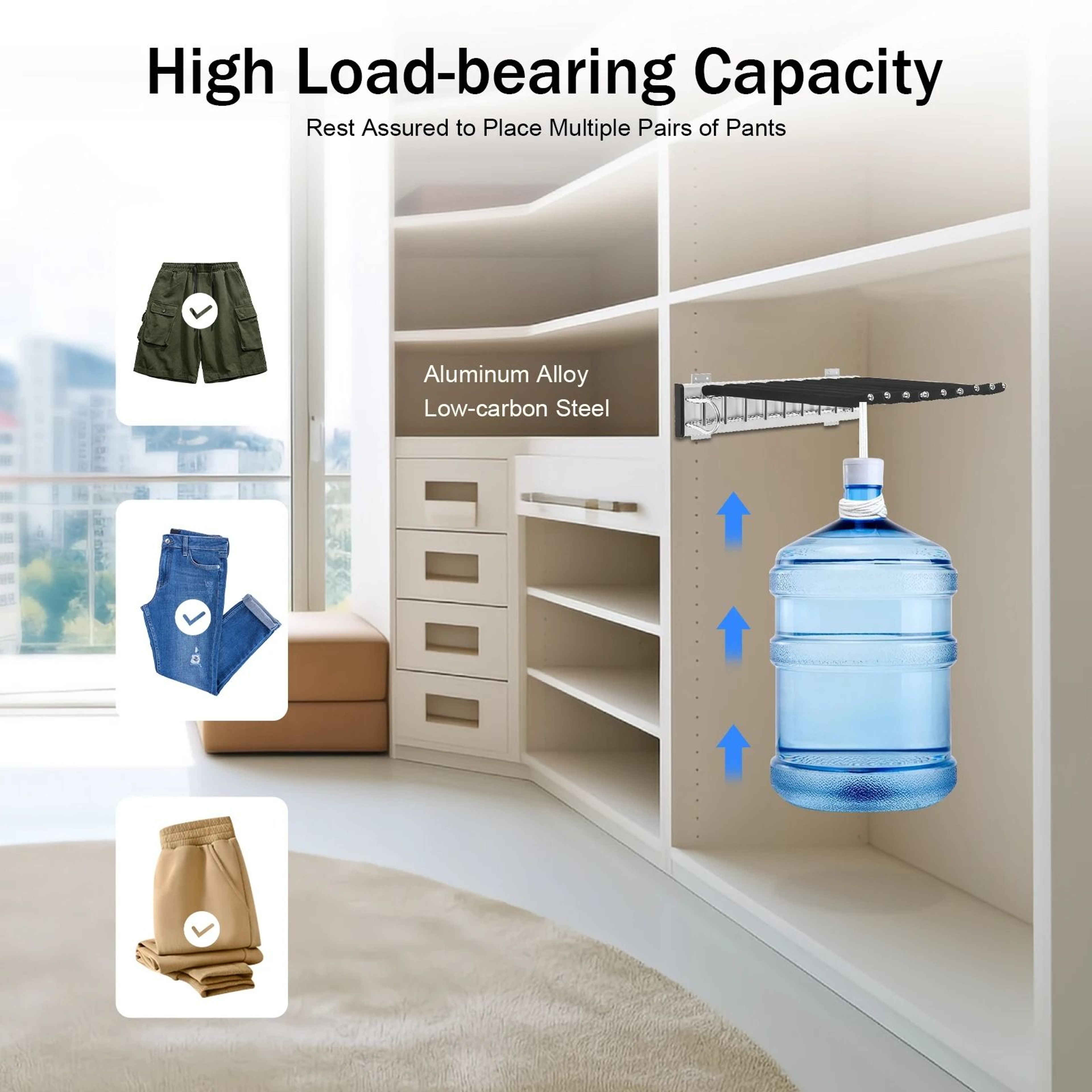 Extendable 9Arm PullOut Trousers Rack  Modern Closet Clothes  Towel Organizer 3