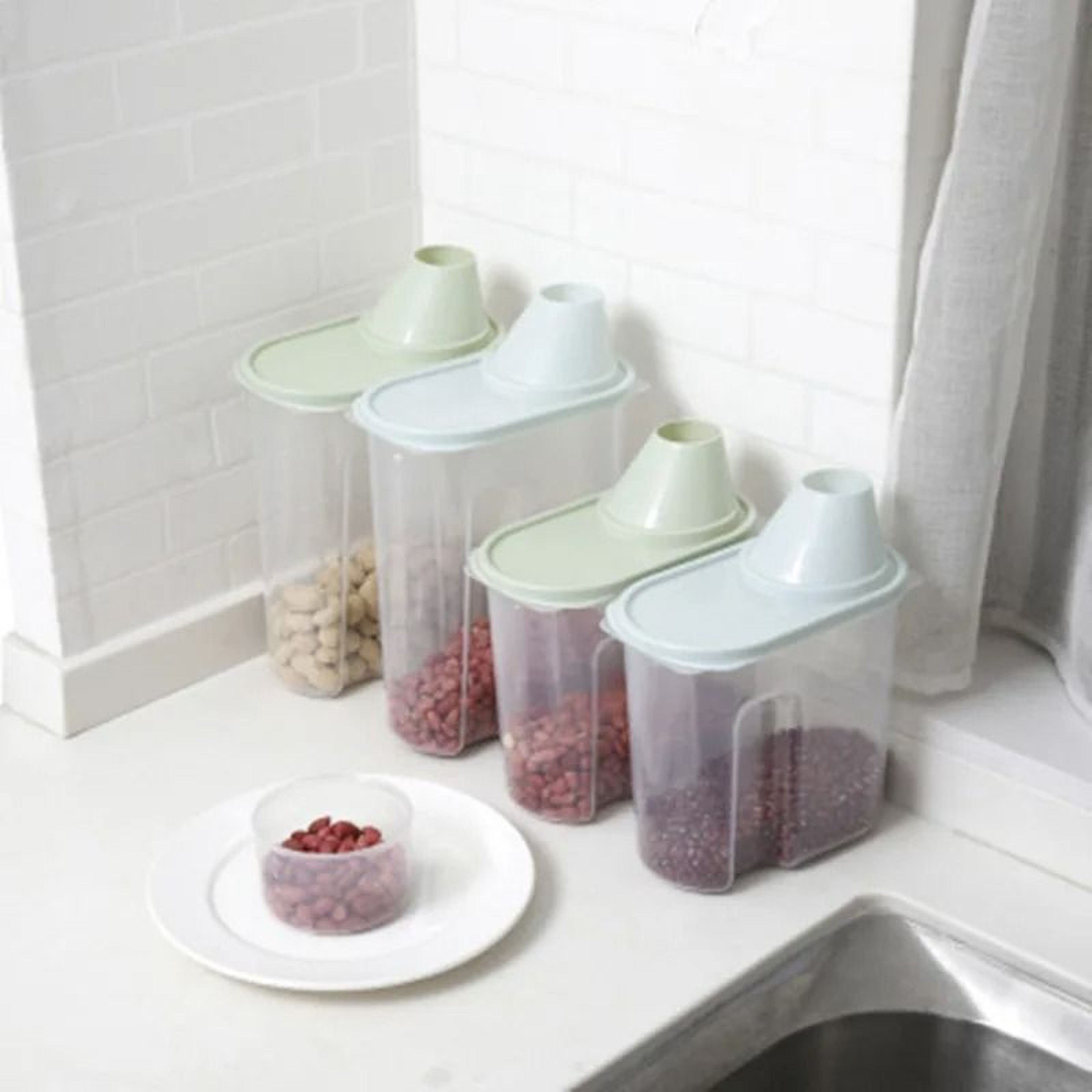 Household Kitchen Grain Storage Box  Sealed Food Container With Measuring Cup 4