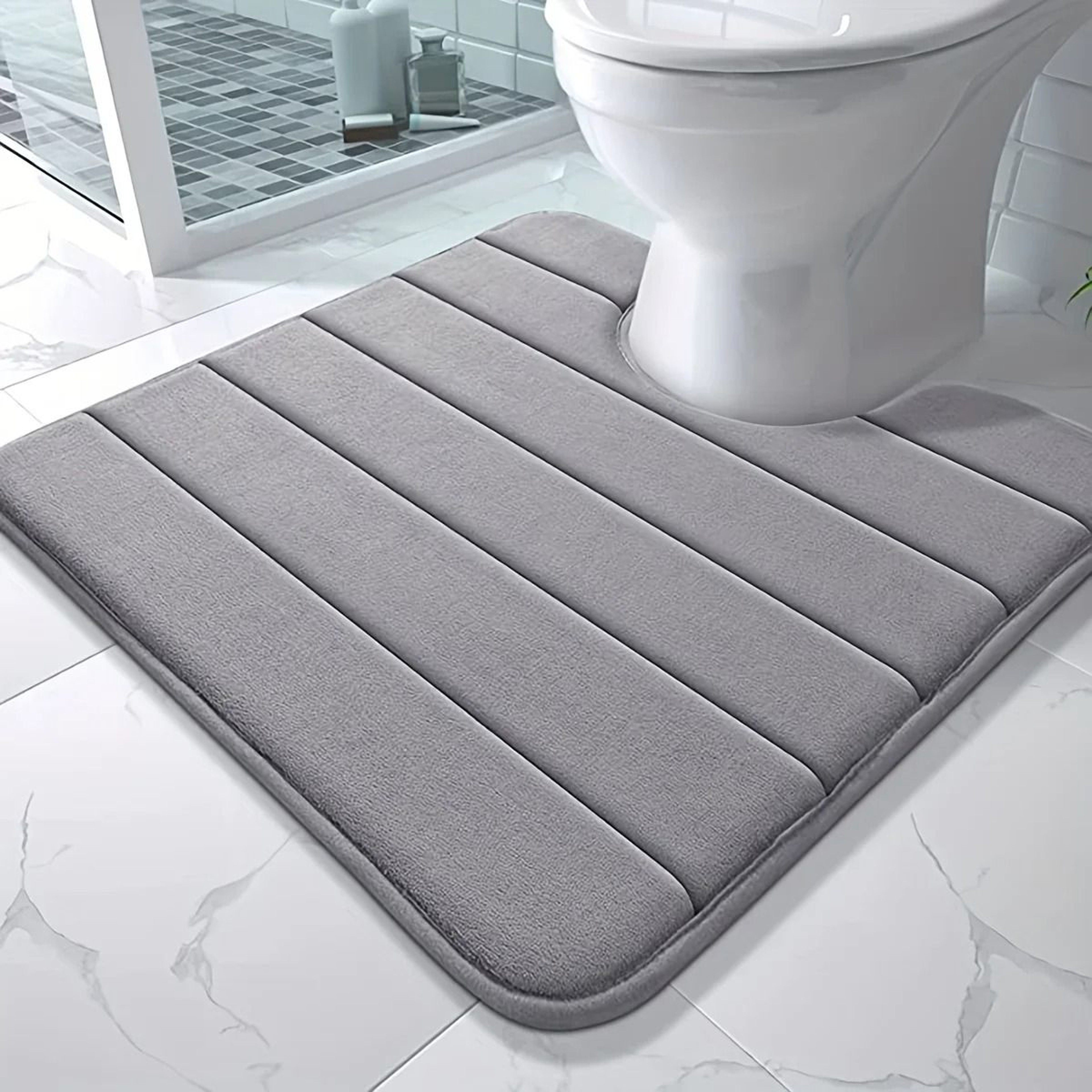 UShaped Memory Foam Toilet Mat  Super Absorbent AntiSkid Bathroom Carpet 6