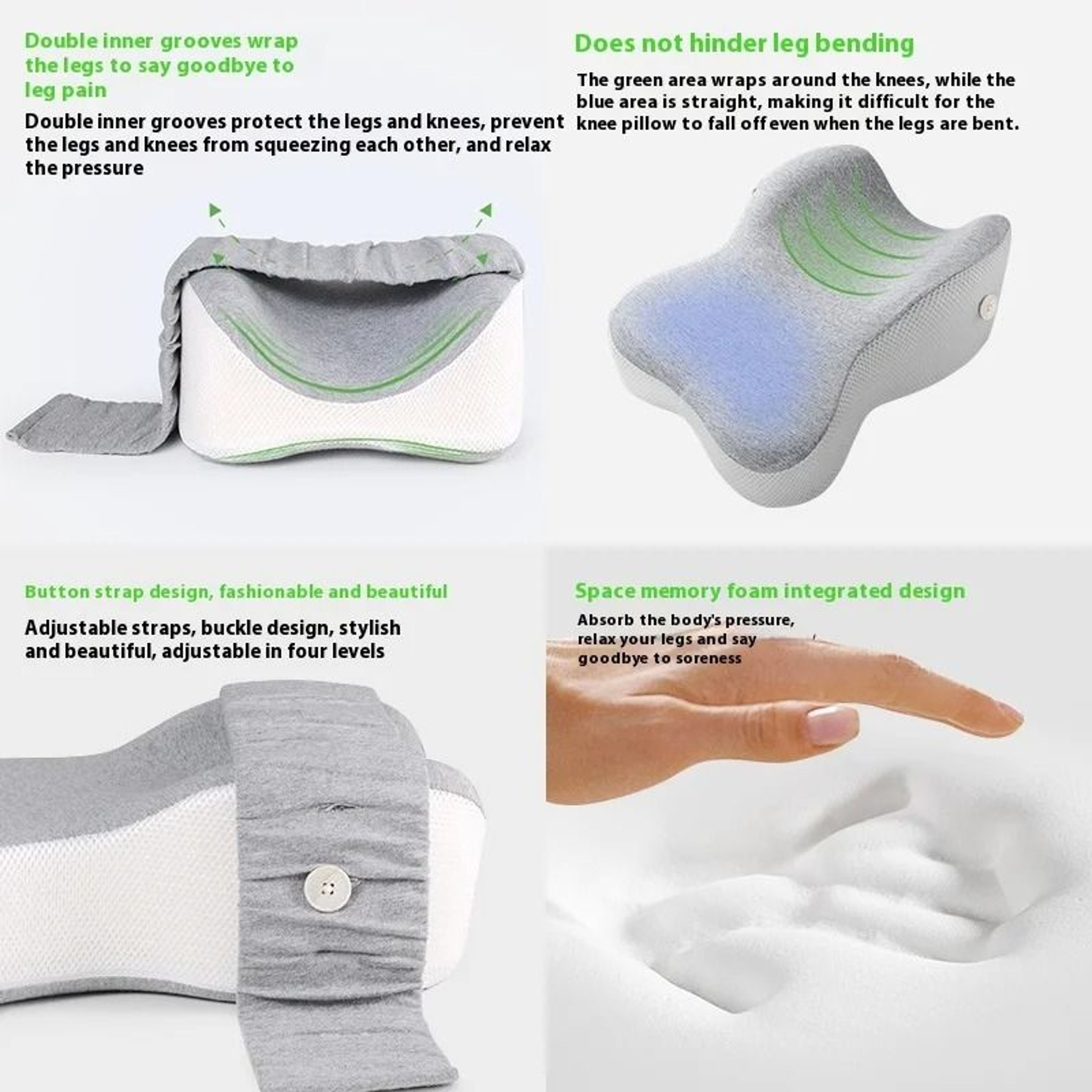 Orthopedic Side Sleeping Leg Pillow  Slow Rebound Memory Foam With Adjustable Strap 2