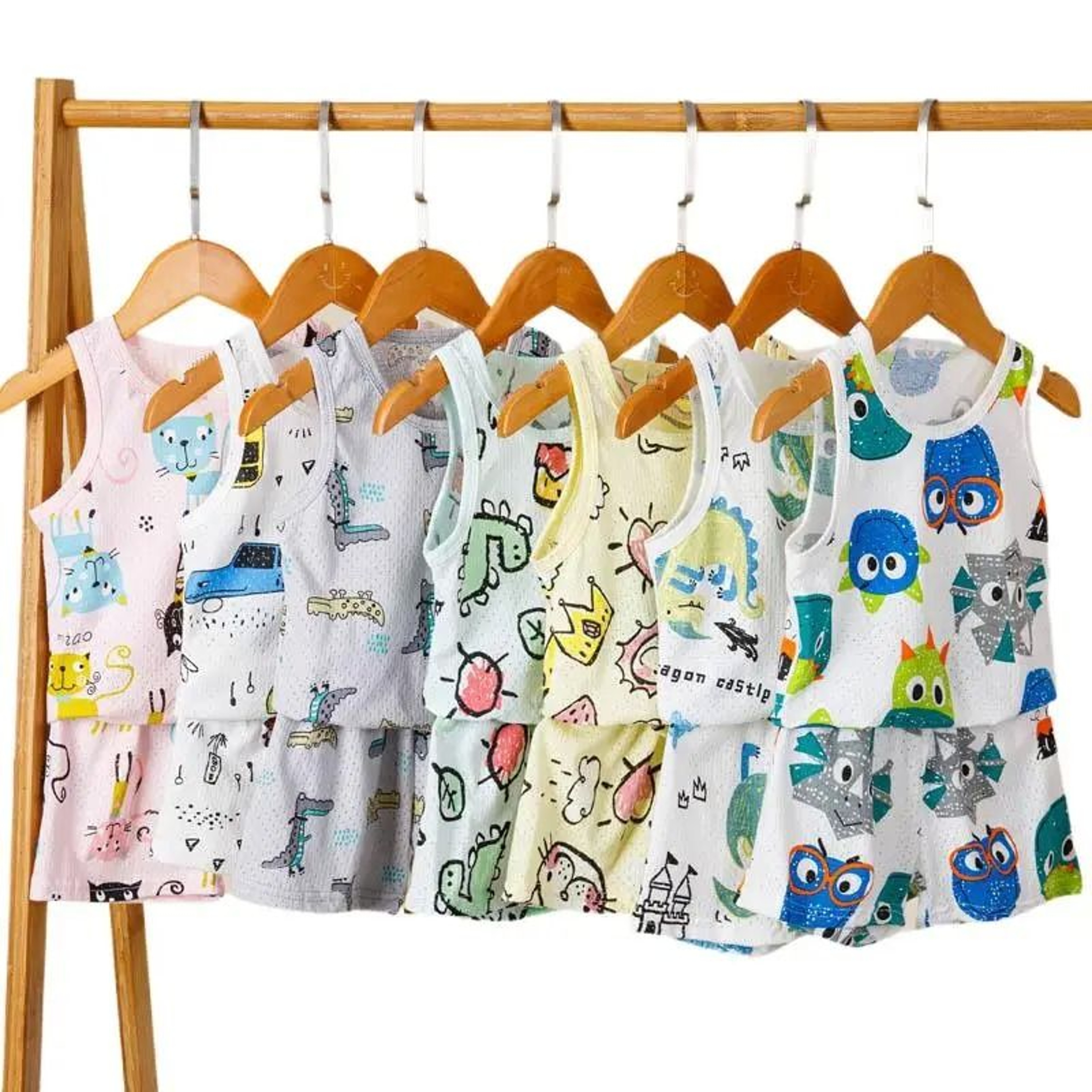 Rainbow Animal Cartoon Pajamas Set  Soft Cotton Sleepwear For Toddlers  Babies 2