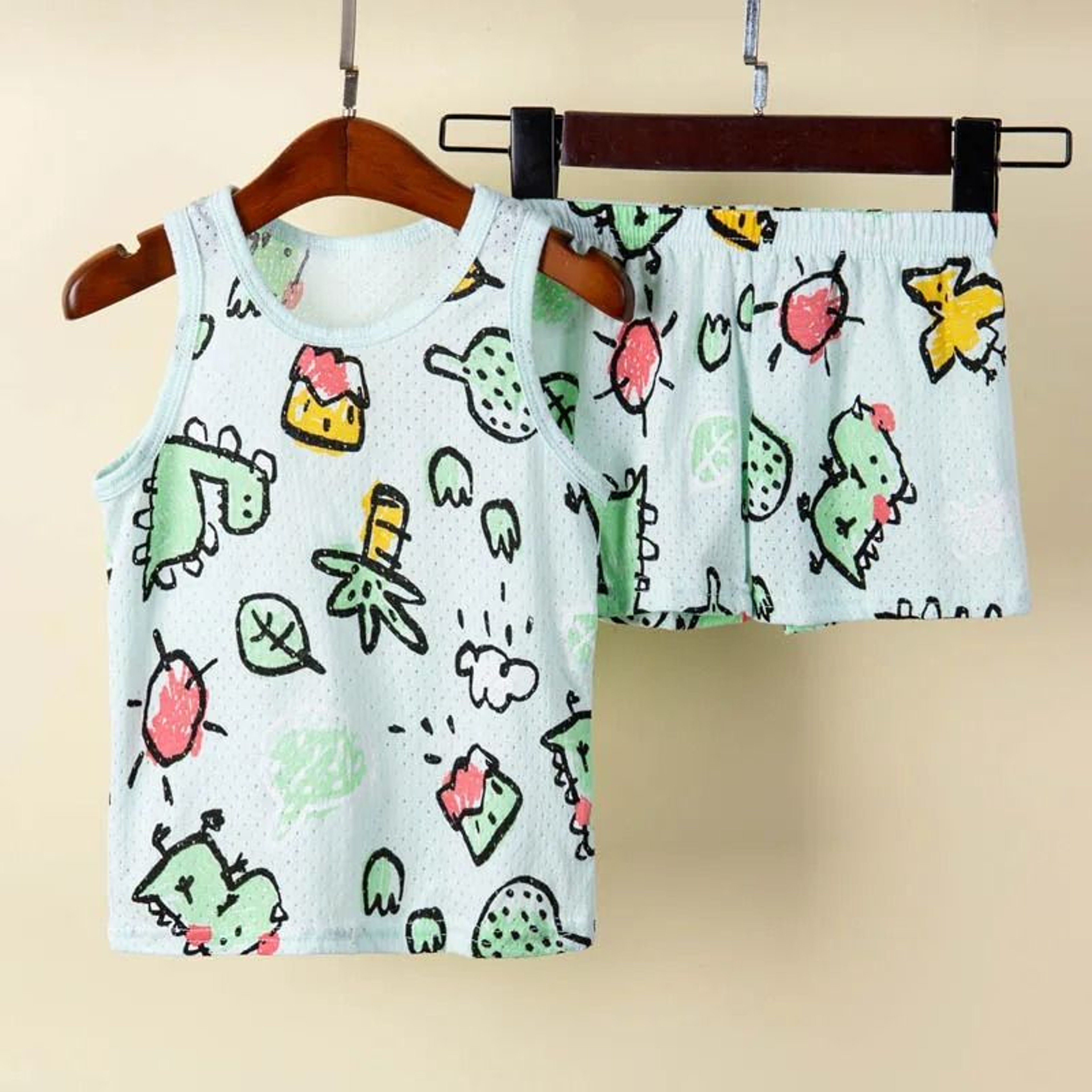 Rainbow Animal Cartoon Pajamas Set  Soft Cotton Sleepwear For Toddlers  Babies 12
