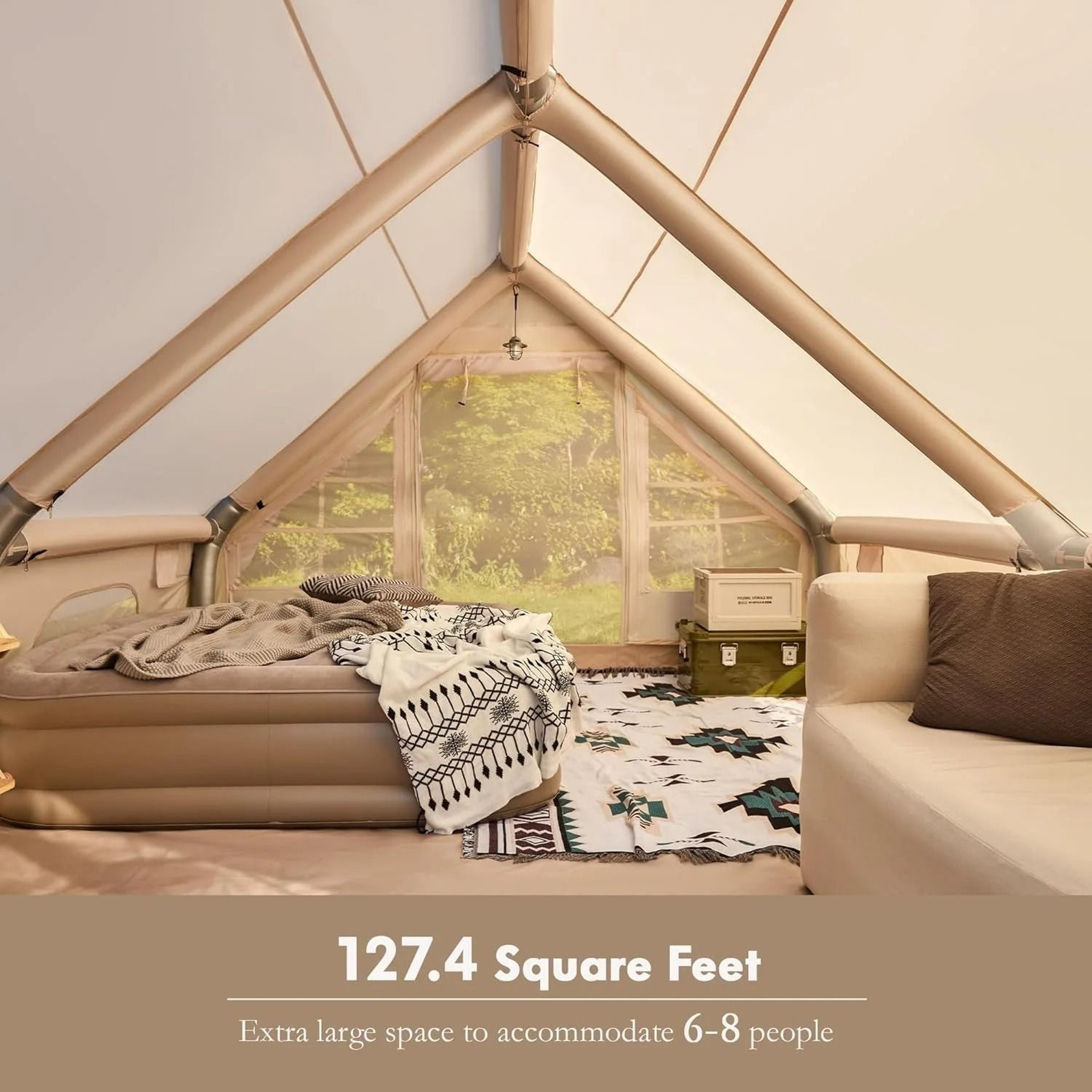 Large Inflatable Camping Tent  810 Person Family Shelter With Stove Jack 3