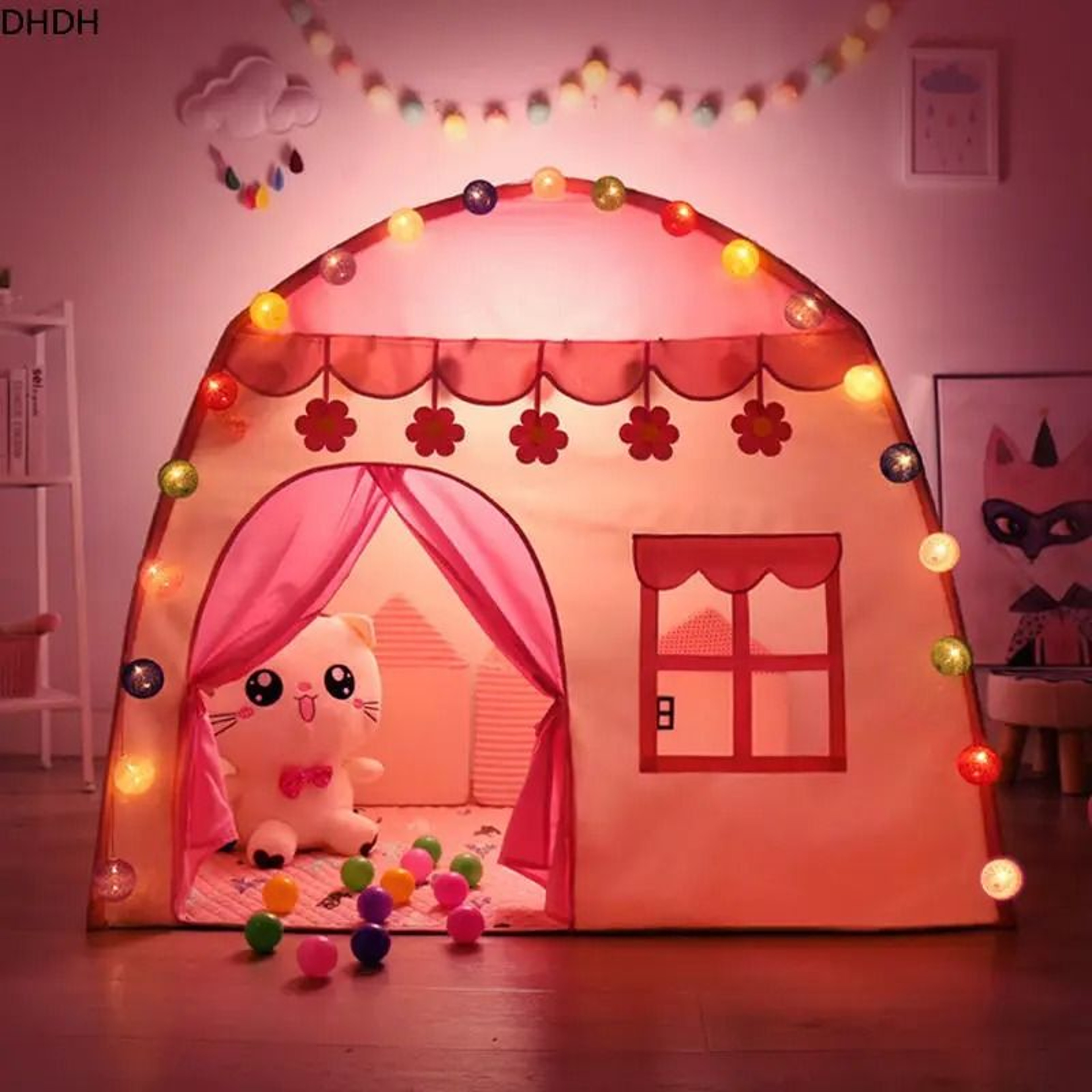 Childrens Folding Teepee Tent  Indoor  Outdoor Princess Castle Playhouse 0