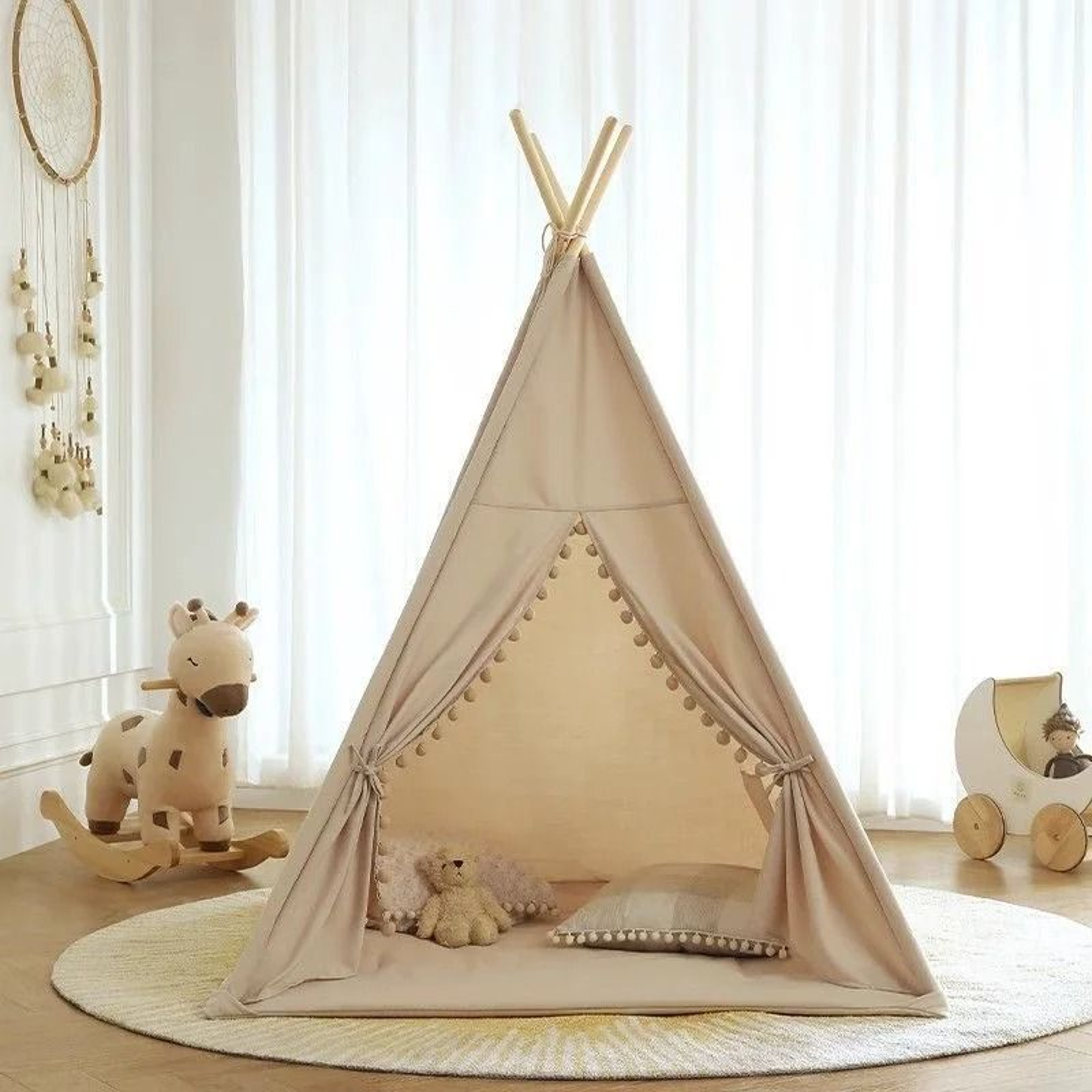 Portable Childrens Teepee Tent  Indoor Play House  Wigwam Room Decor 1