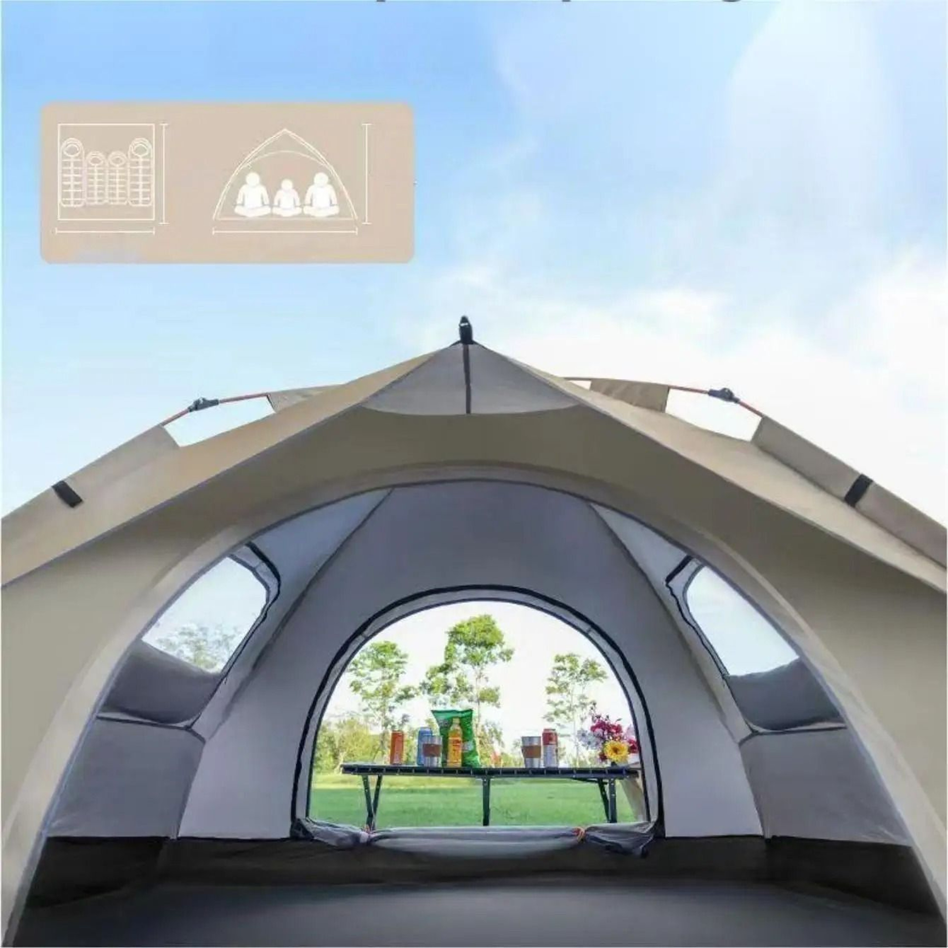 Outdoor Sunshade Shelter  TwoDoor  TwoWindow SelfDriving Travel Tent 1