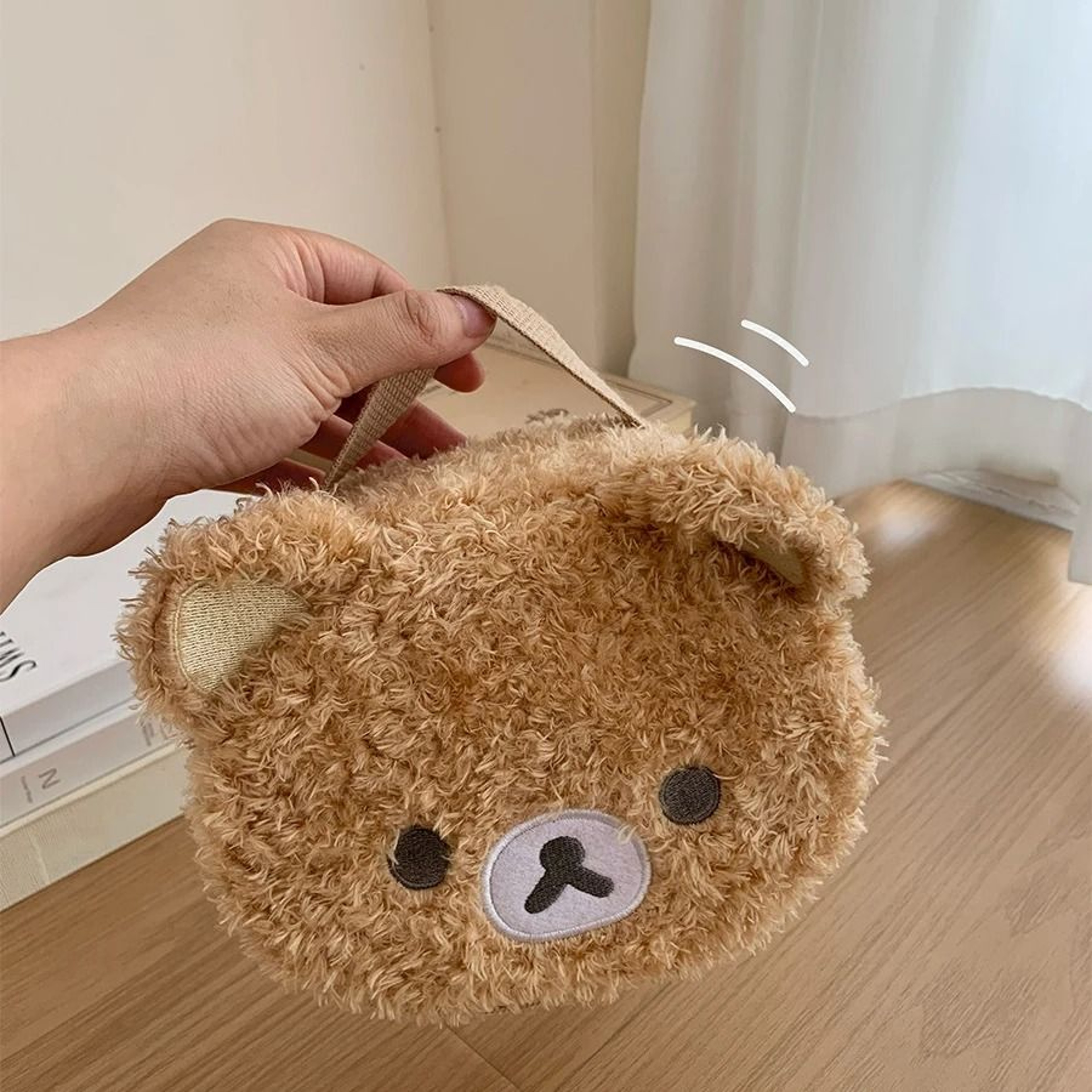 Anime Relaxed Bear Plush Makeup Case  Soft Cosmetic Bag  Jewelry Organizer 2