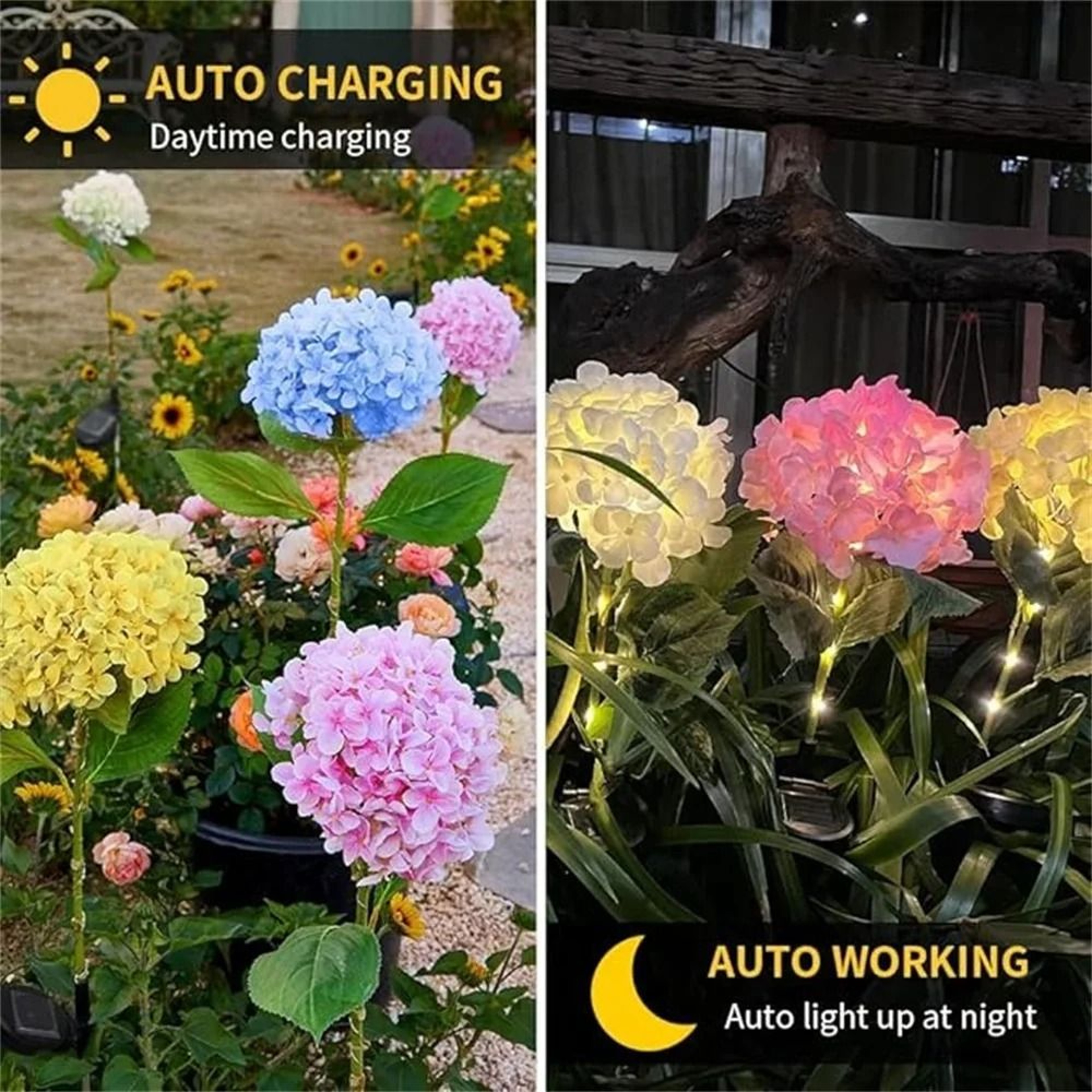 Solar Hydrangea Garden Light  Waterproof LED Floral Stake Lamp 4