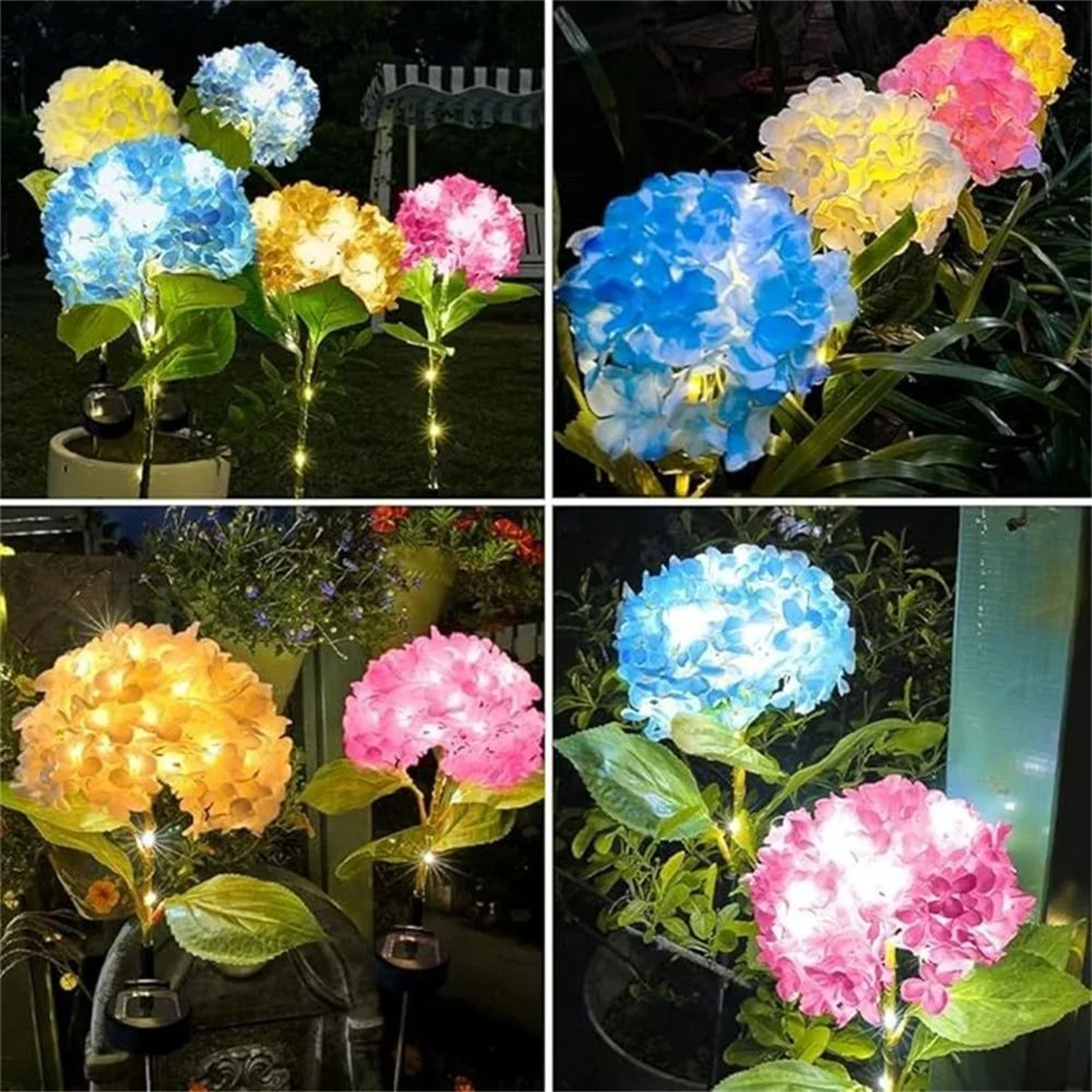 Solar Hydrangea Garden Light  Waterproof LED Floral Stake Lamp 6