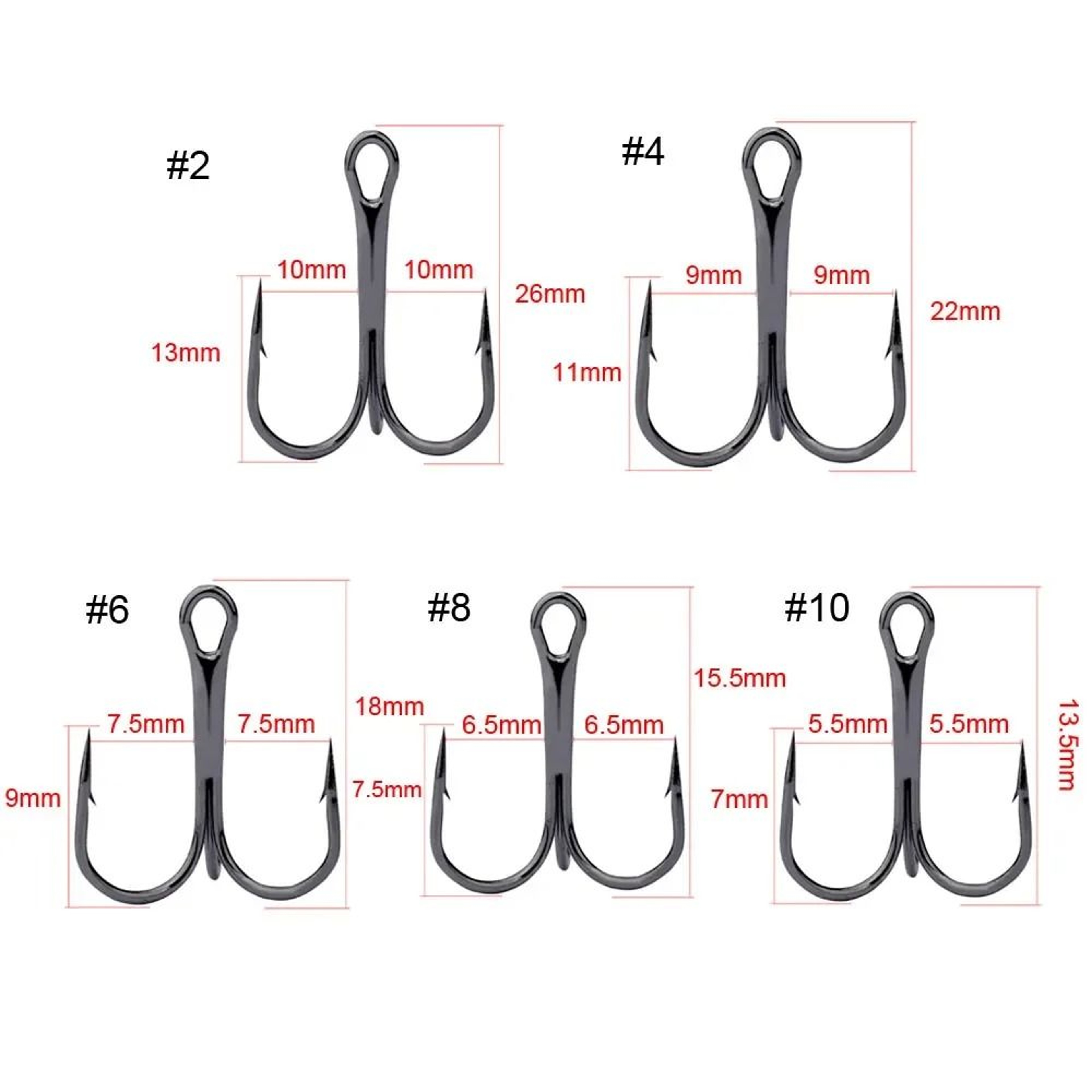 High Carbon Steel Treble Fishing Hooks  10Piece Professional Tackle Set 5