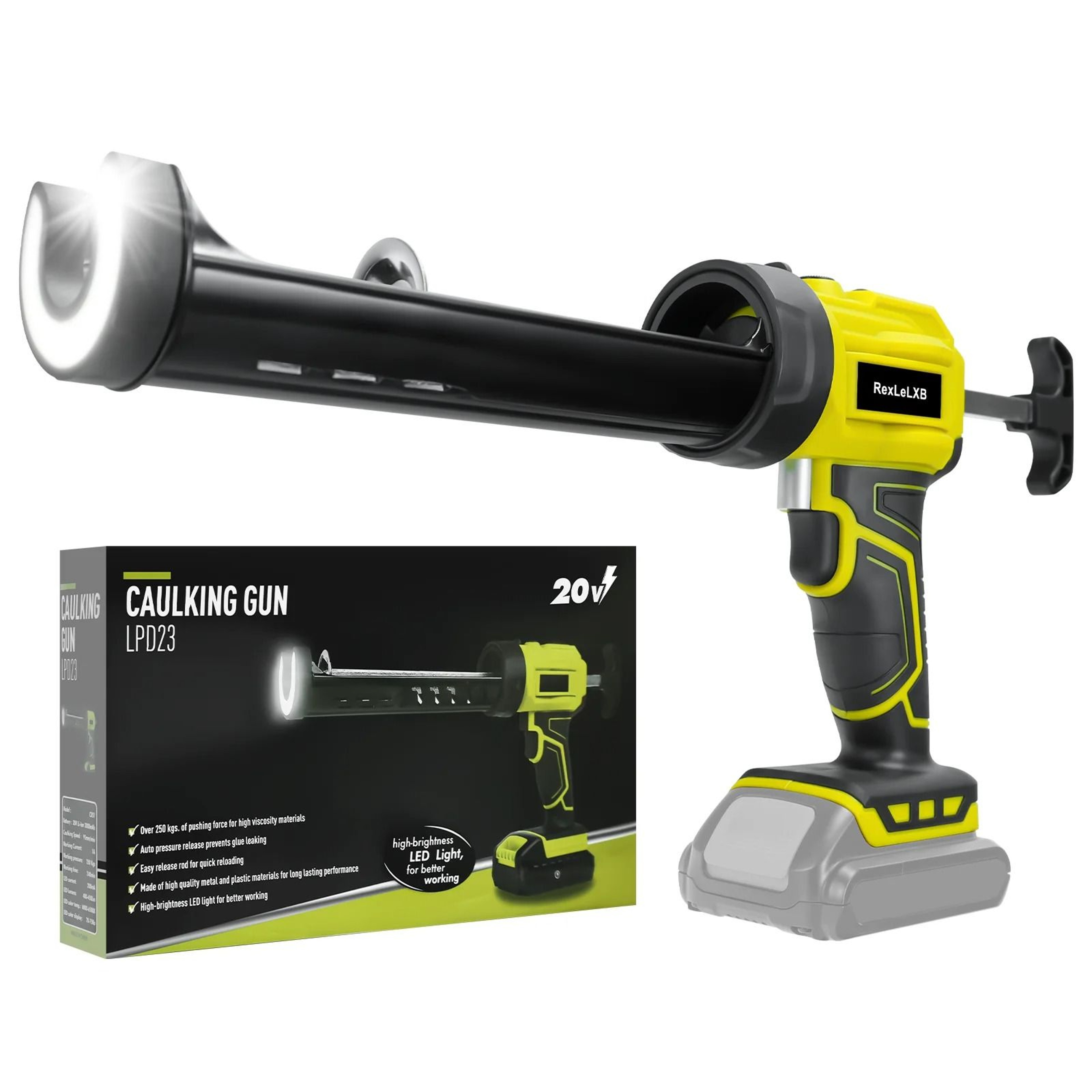 Cordless Electric Caulking Gun  4 Adjustable Speeds  LED Light 0