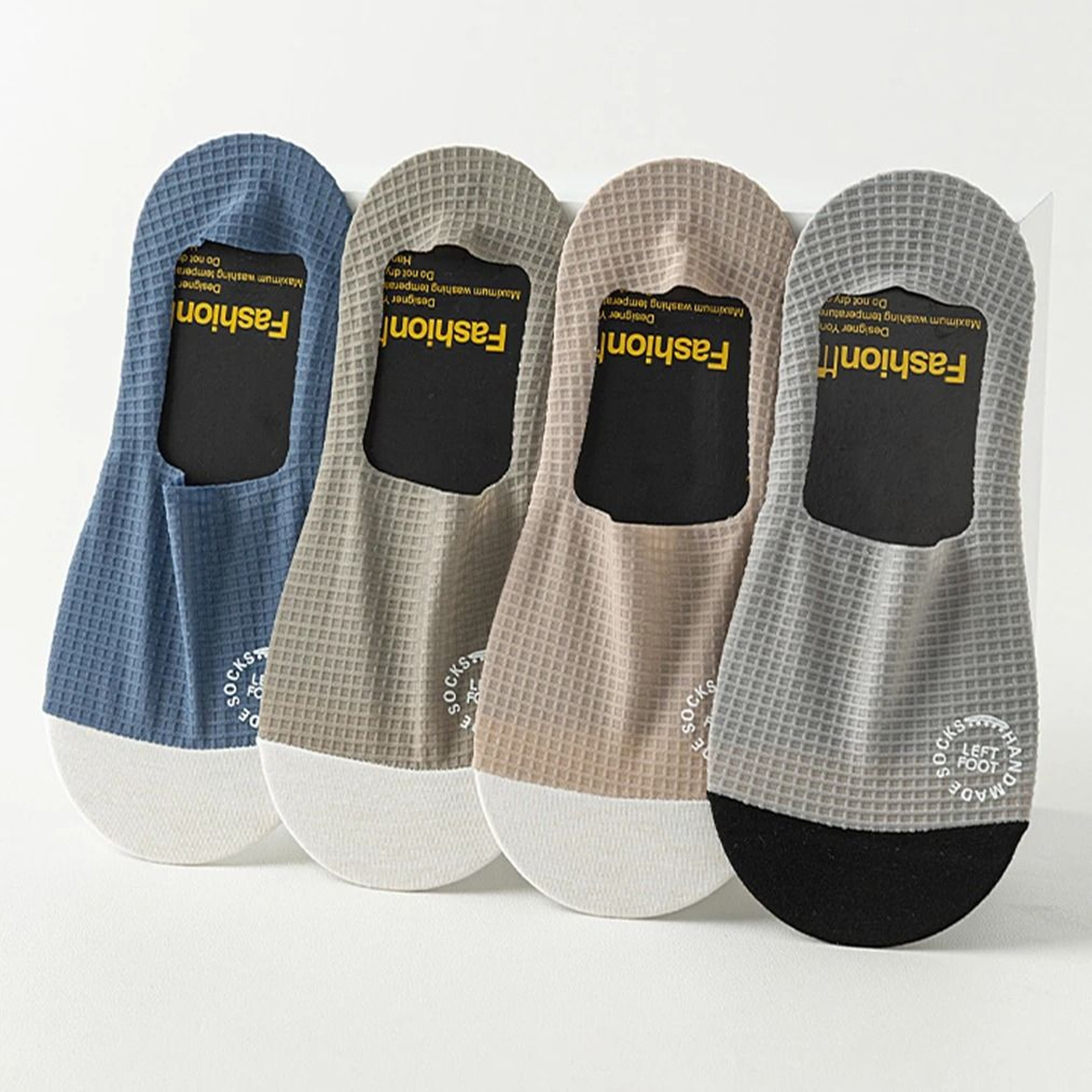 Premium Mens Invisible Boat Socks  3Pair HighQuality Waffle Pattern Set 5