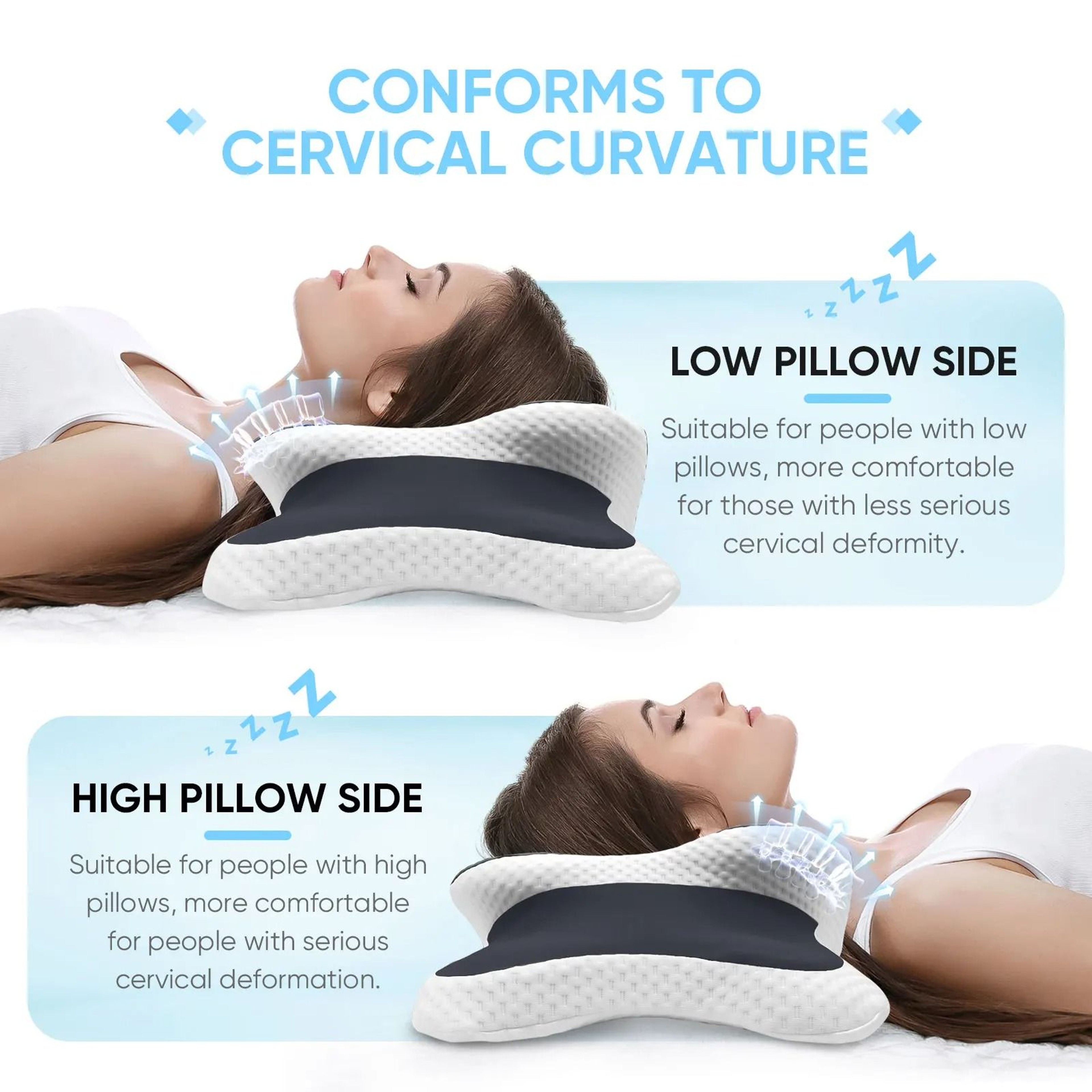 Ergonomic Cervical Memory Foam Pillow  Adjustable Neck Pain Relief 4