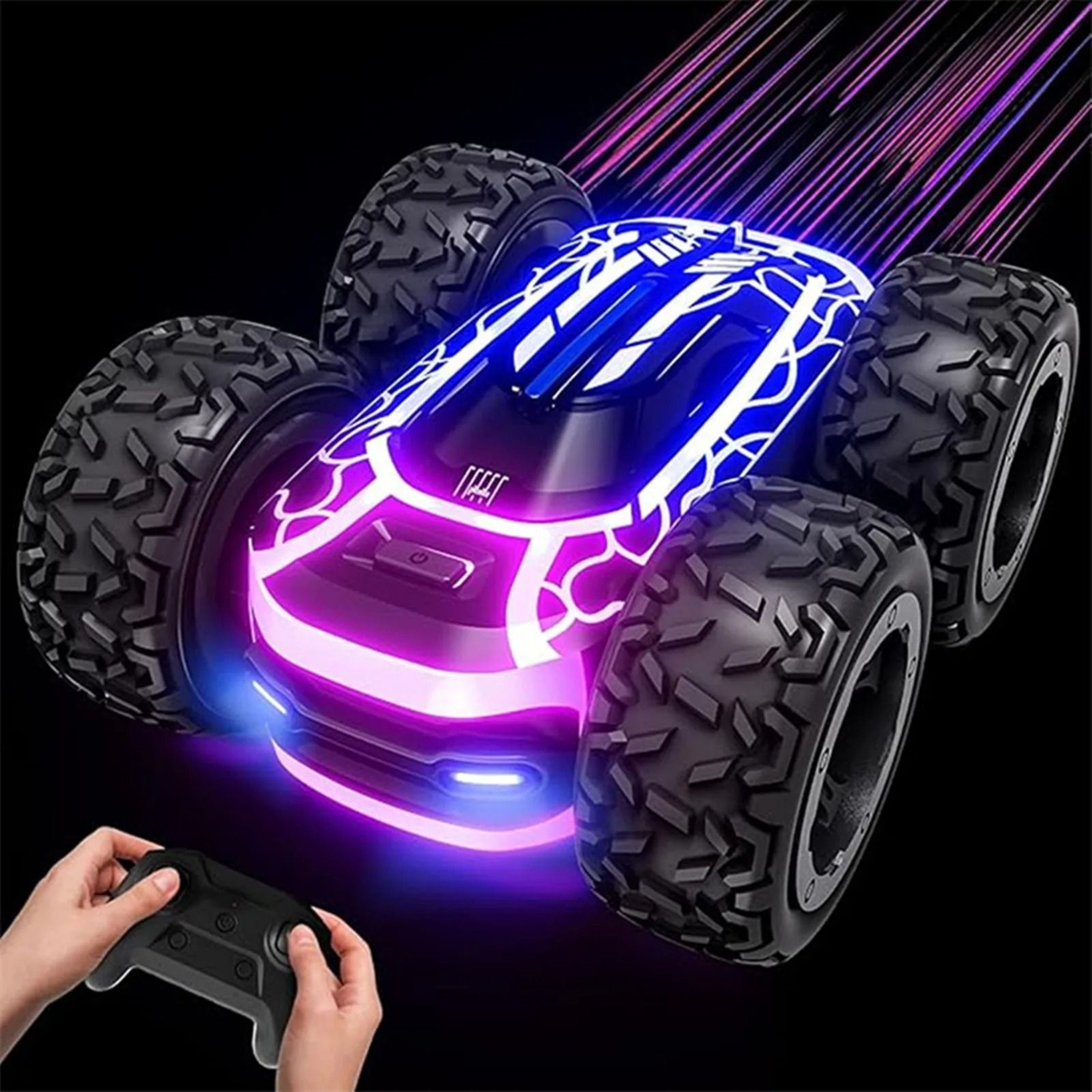 Remote Control Stunt Car With Lights  24GHz 360 Rotating RC Toy 0