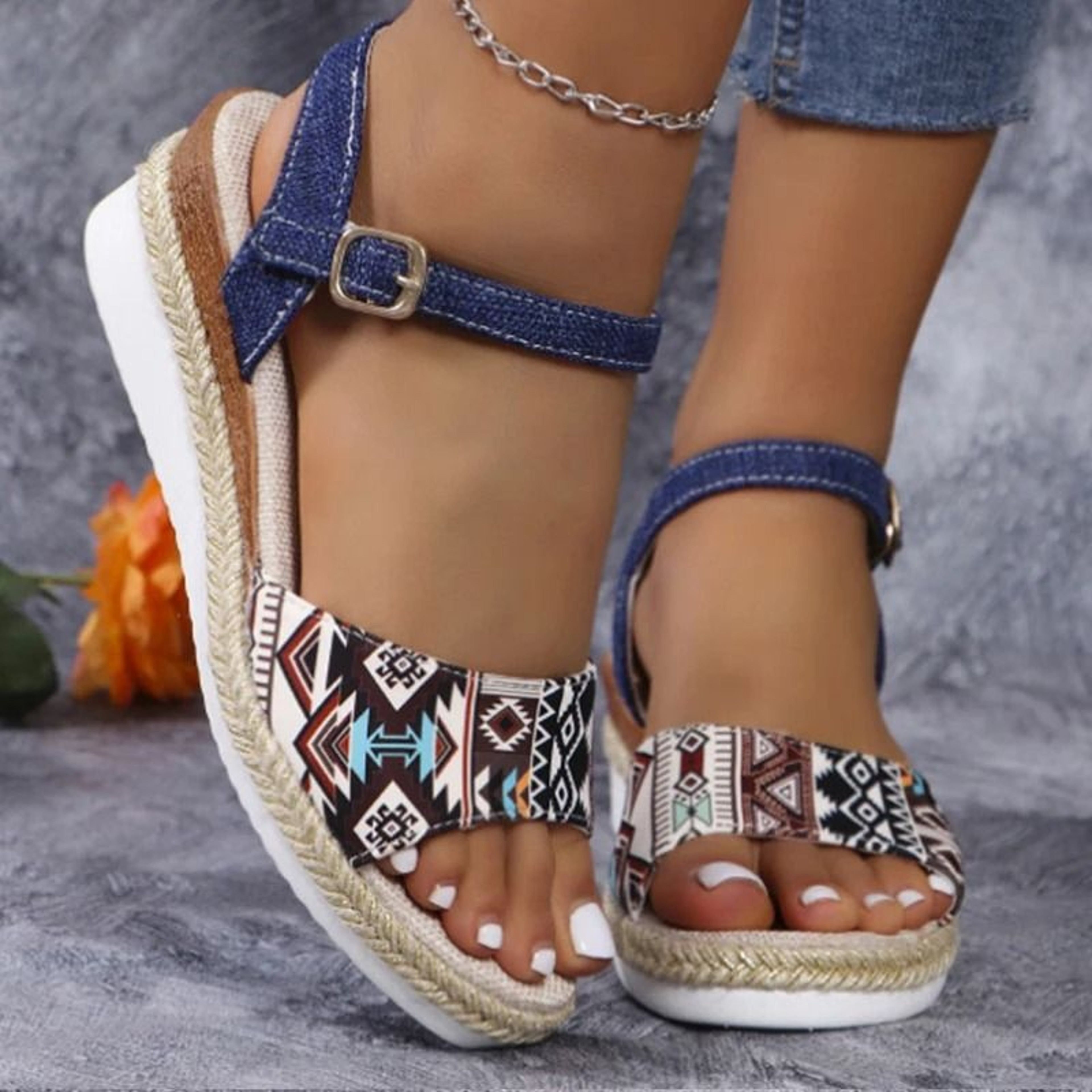 Womens Wedge Heel Summer Sandals 7