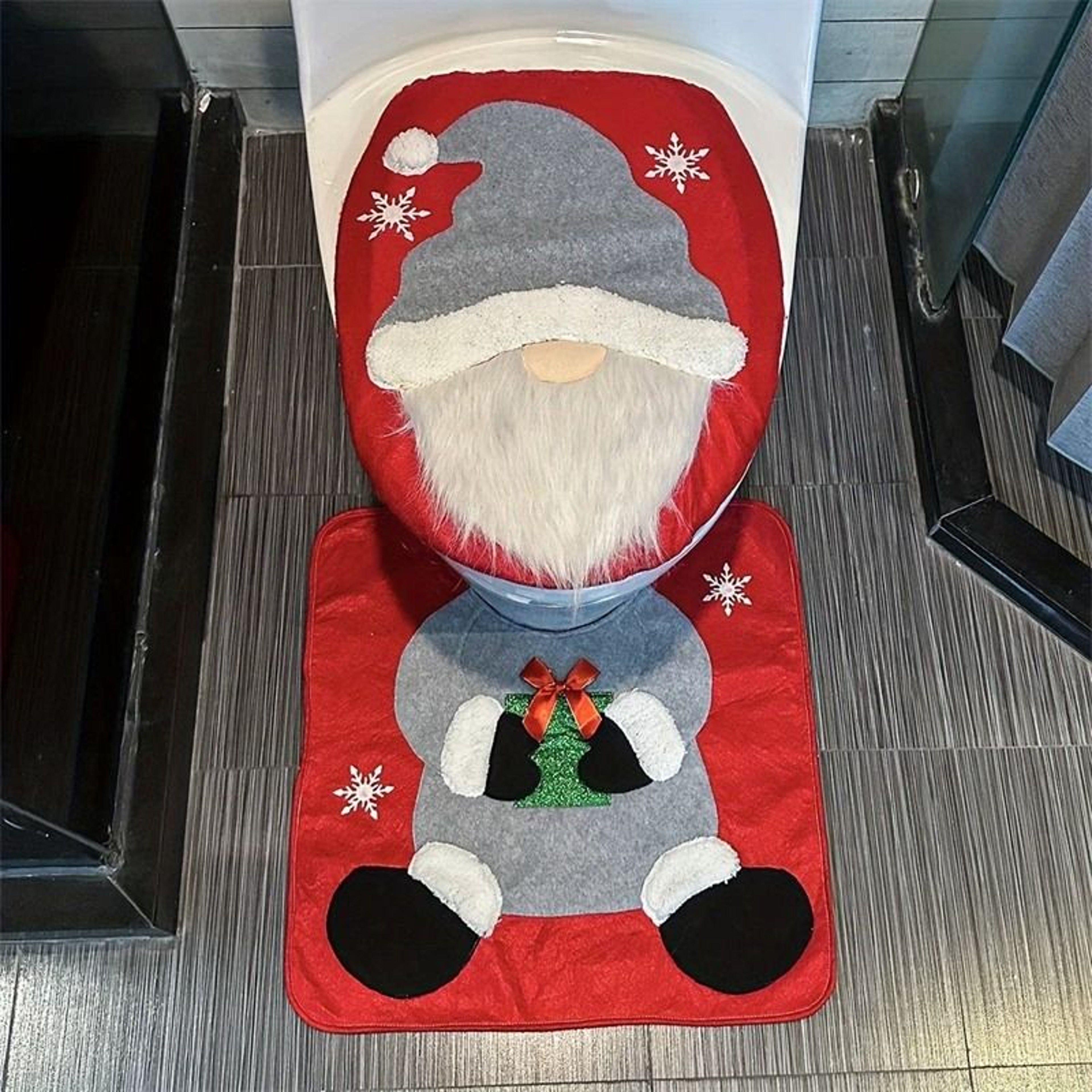Deluxe Santa Toilet Seat Cover  Rug Set 7