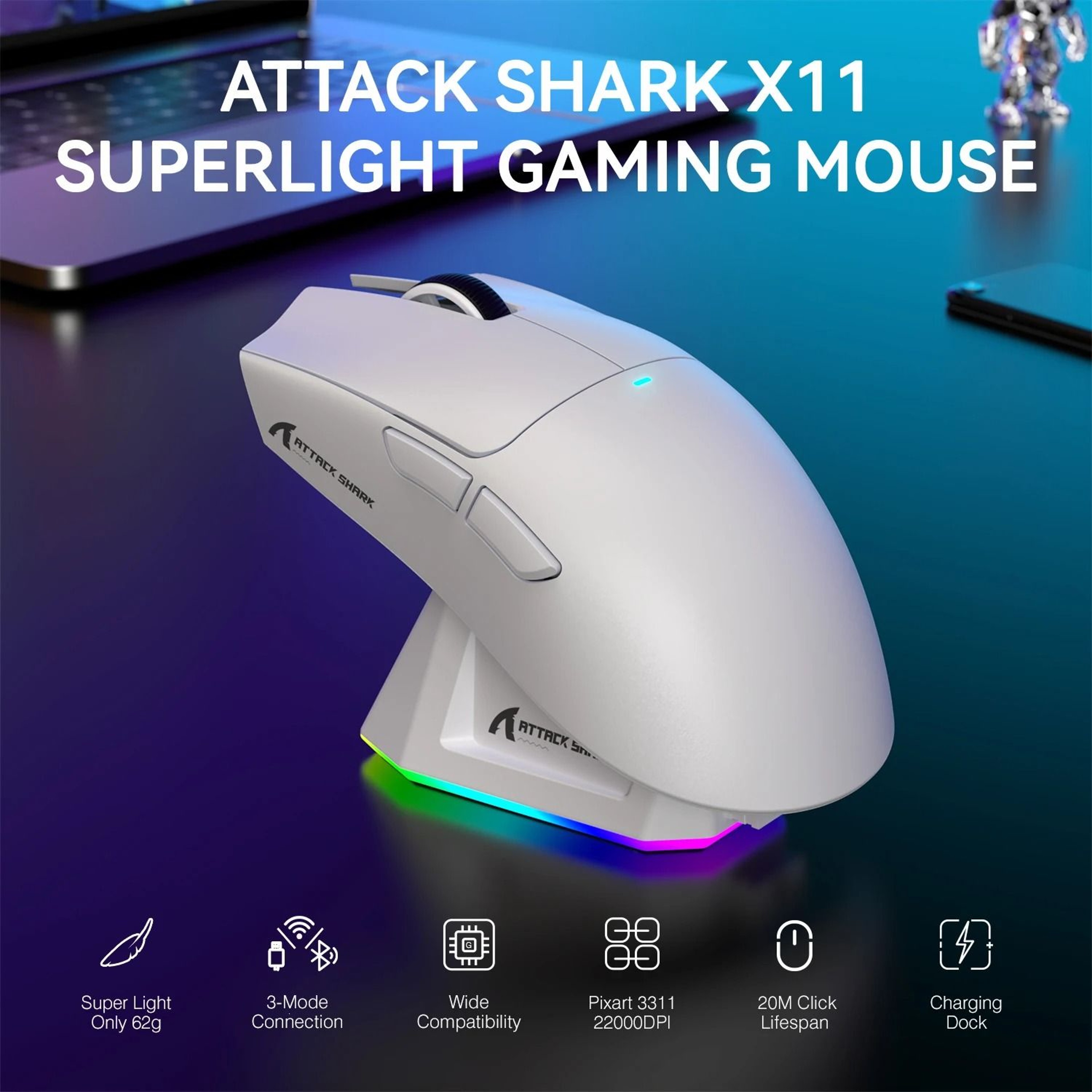 Lightweight Wireless Gaming Mouse With Charging Dock 0