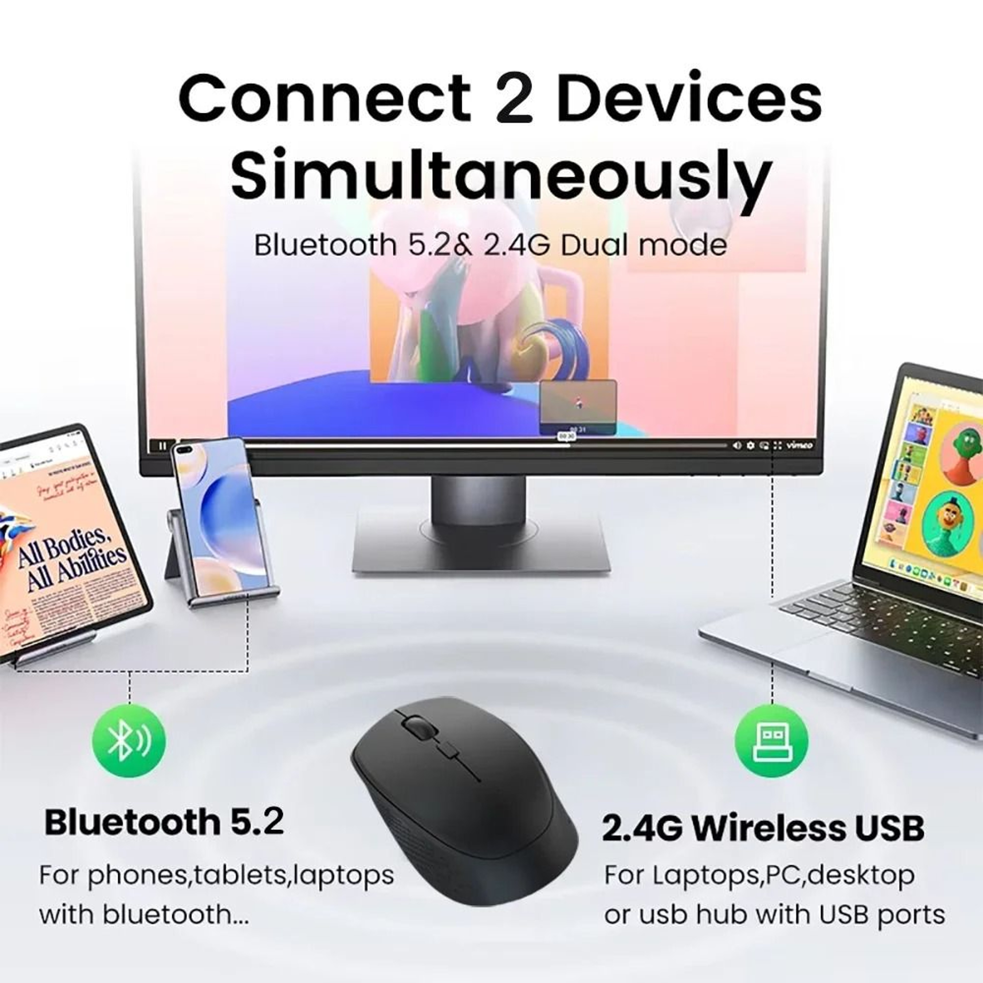 DualMode Silent Rechargeable Wireless Mouse 1