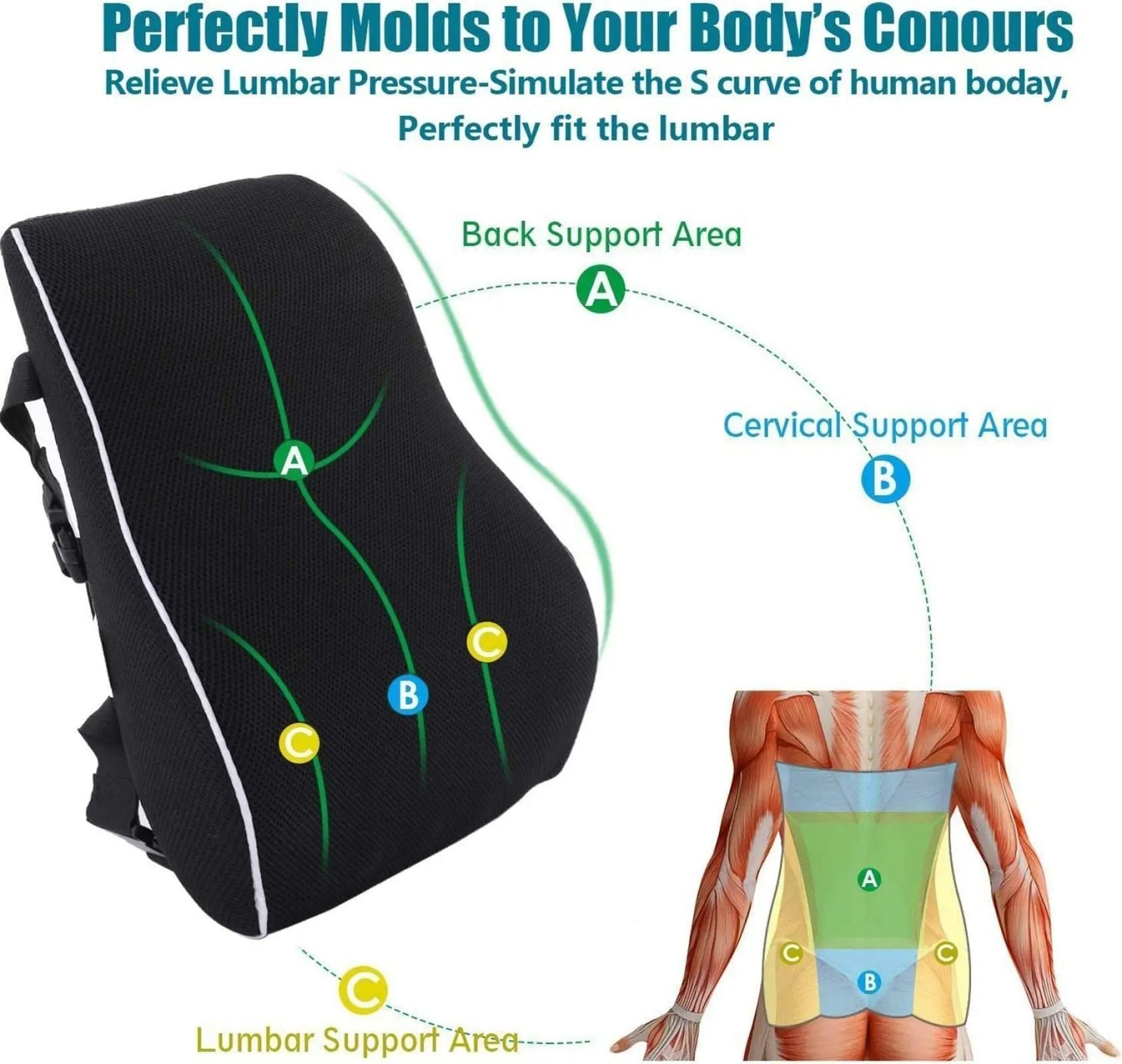 Ergonomic Memory Foam Seat  Lumbar Cushion 3