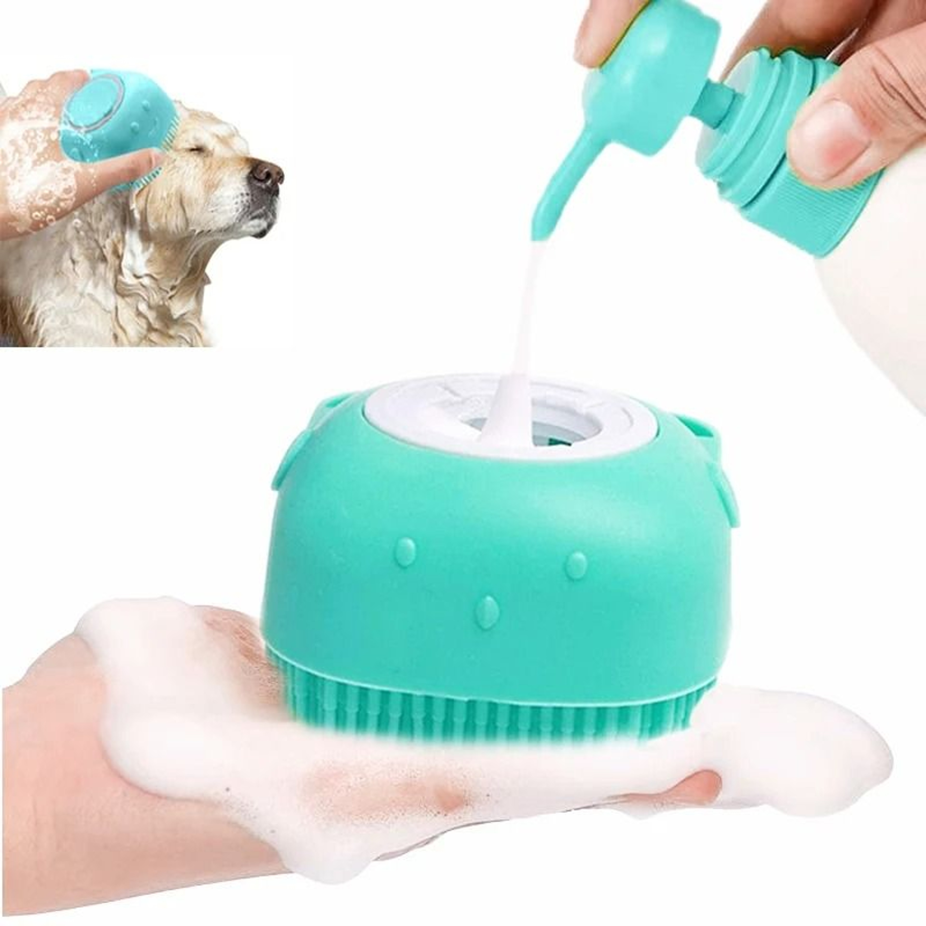 2in1 Silicone Pet Bathing Brush  Massager 0
