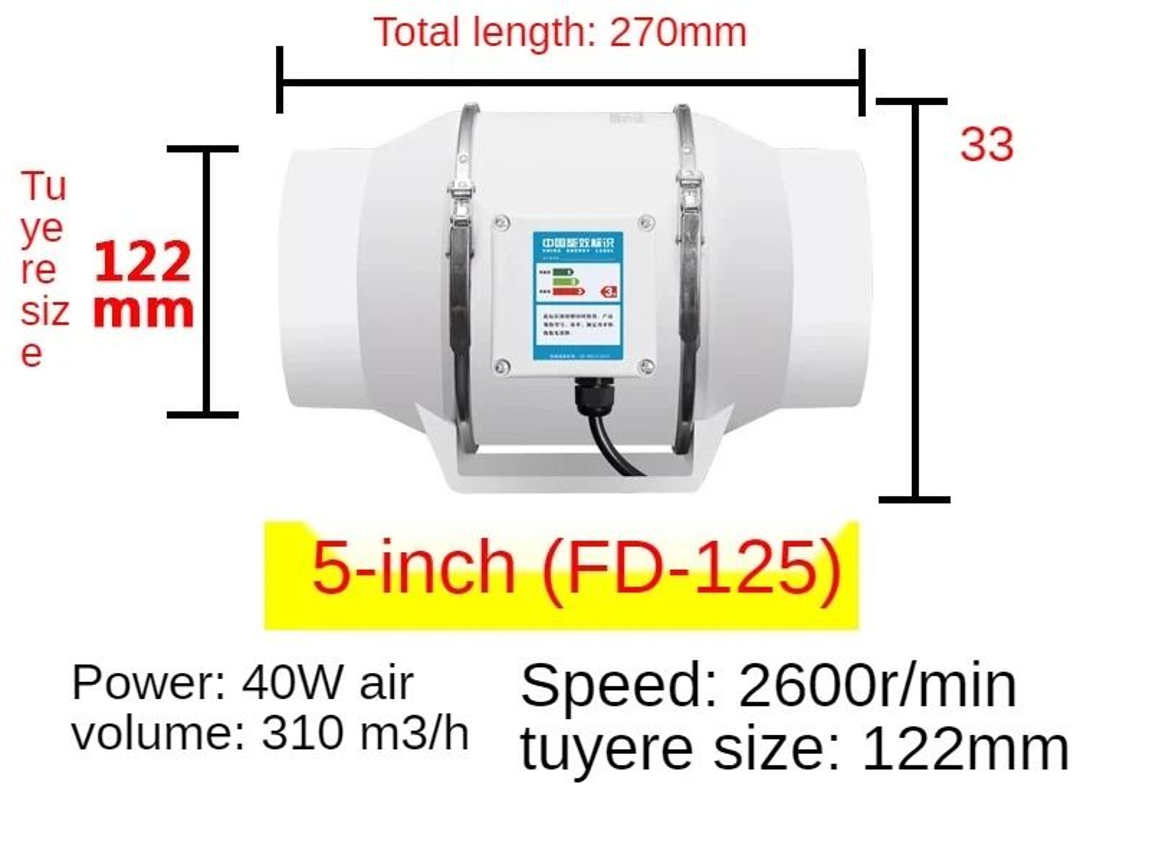 HighPerformance Inline Duct  WallMounted Exhaust Fan 8