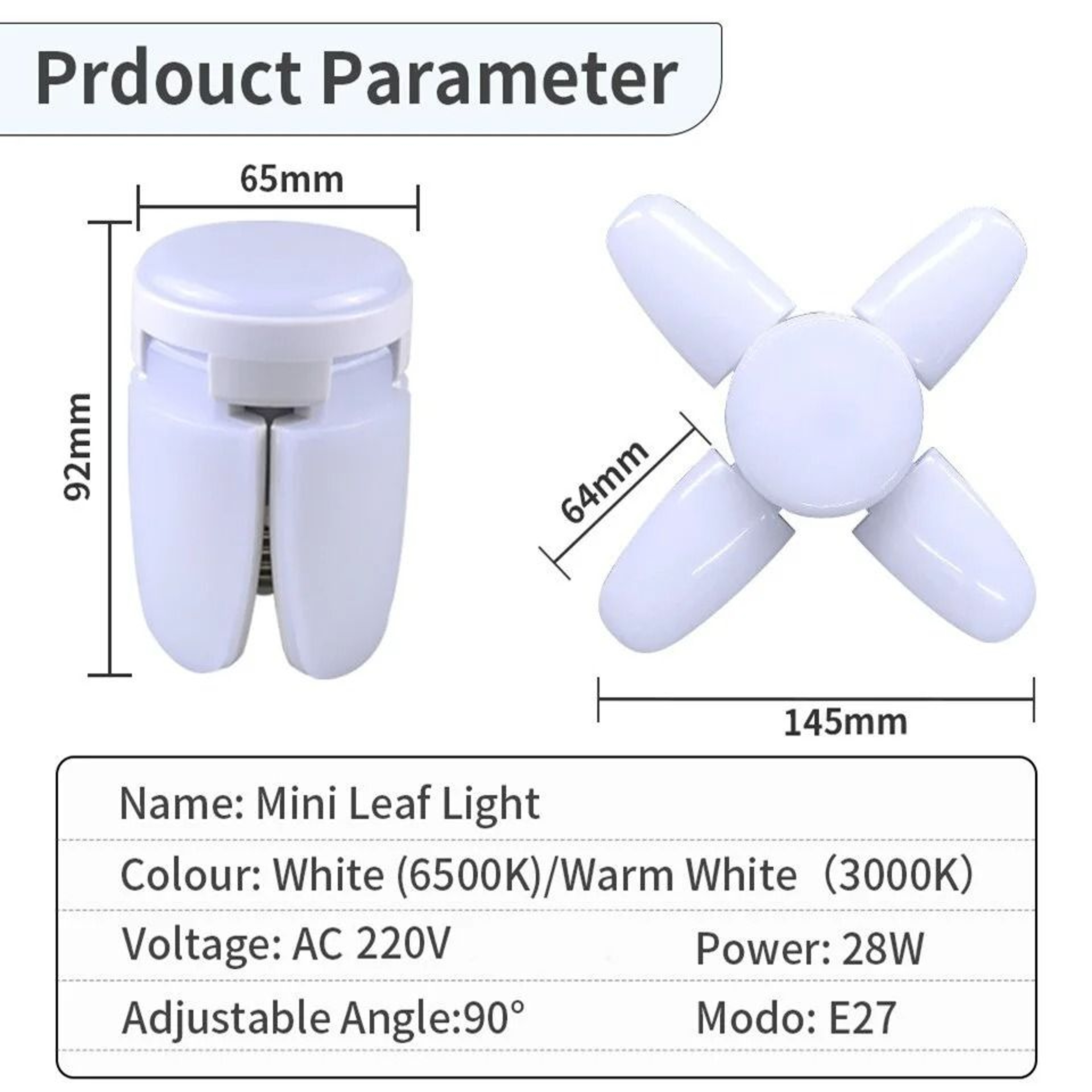 HighPower E27 Foldable FanShape LED Bulb 5