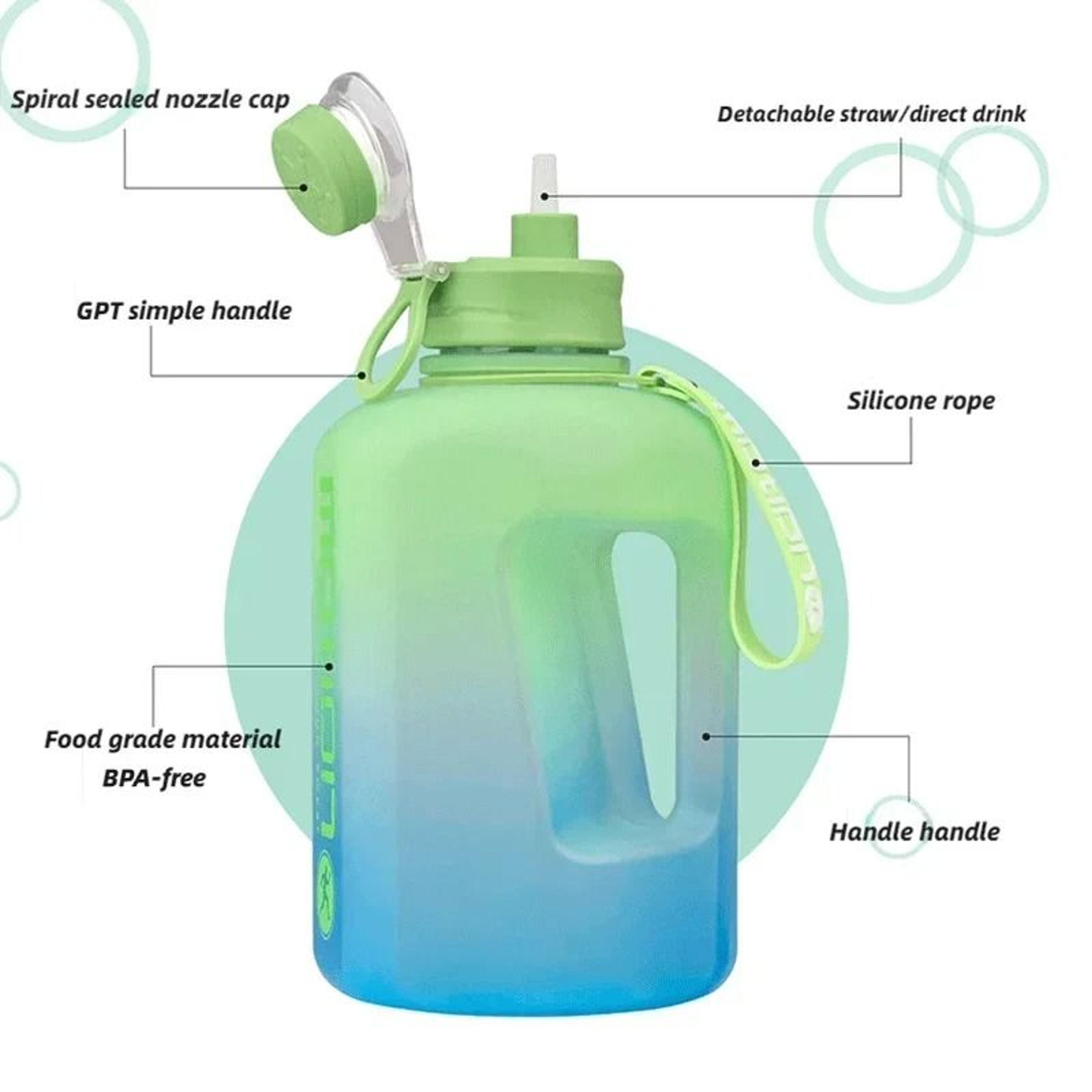 Large Capacity Gradient Sports Water Bottle 3