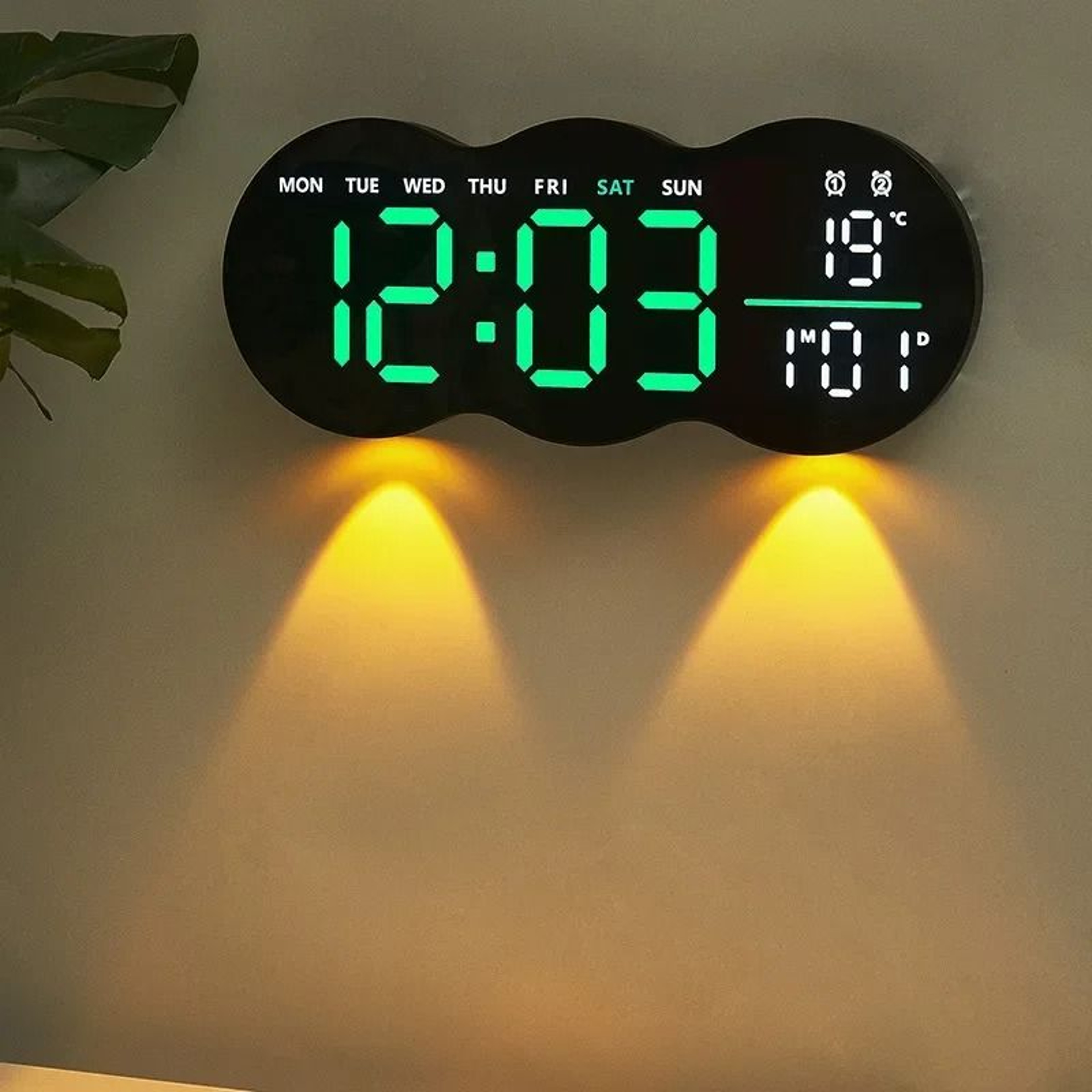 Large Digital LED Wall Clock With Ambient Aura 4