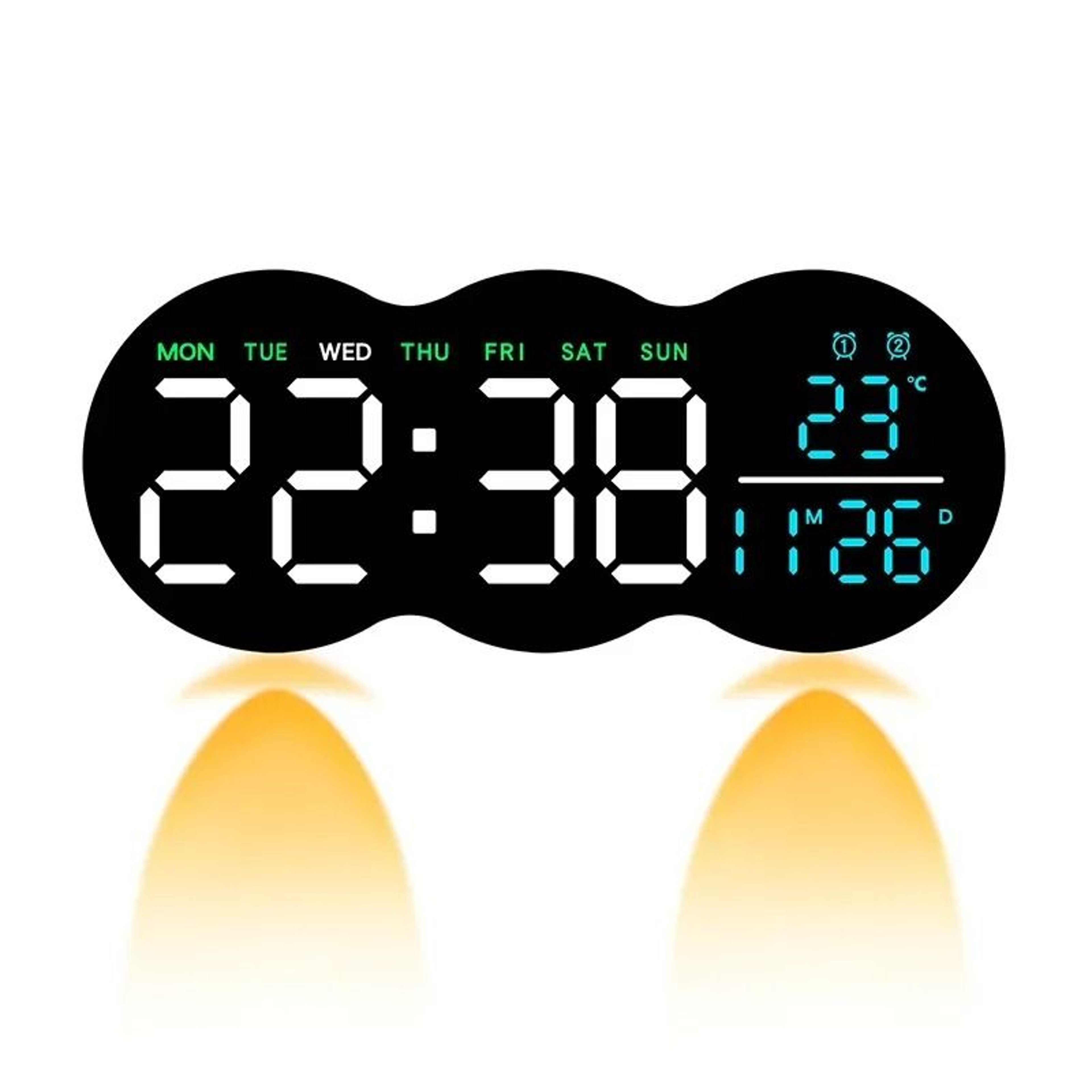 Large Digital LED Wall Clock With Ambient Aura 6