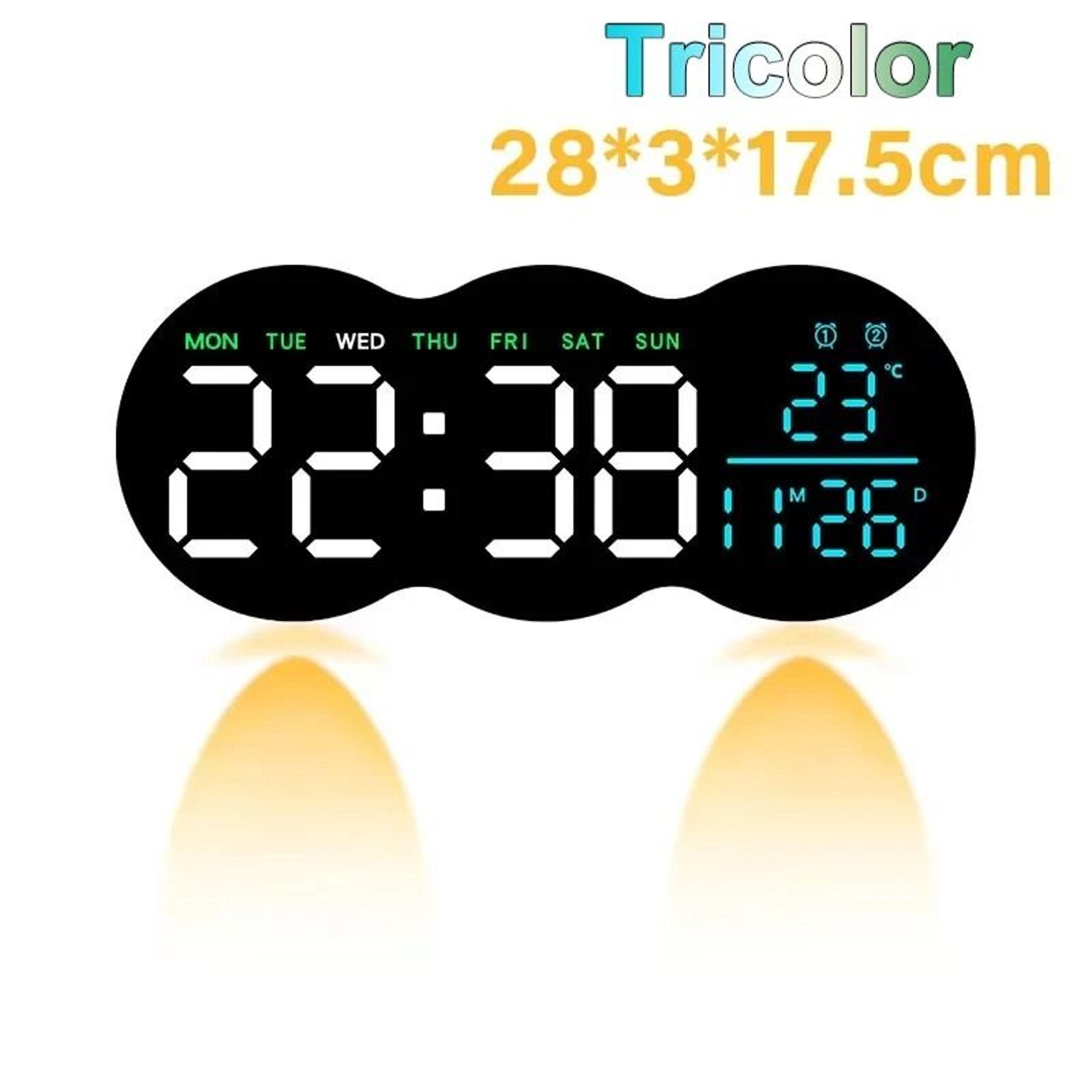 Large Digital LED Wall Clock With Ambient Aura 8