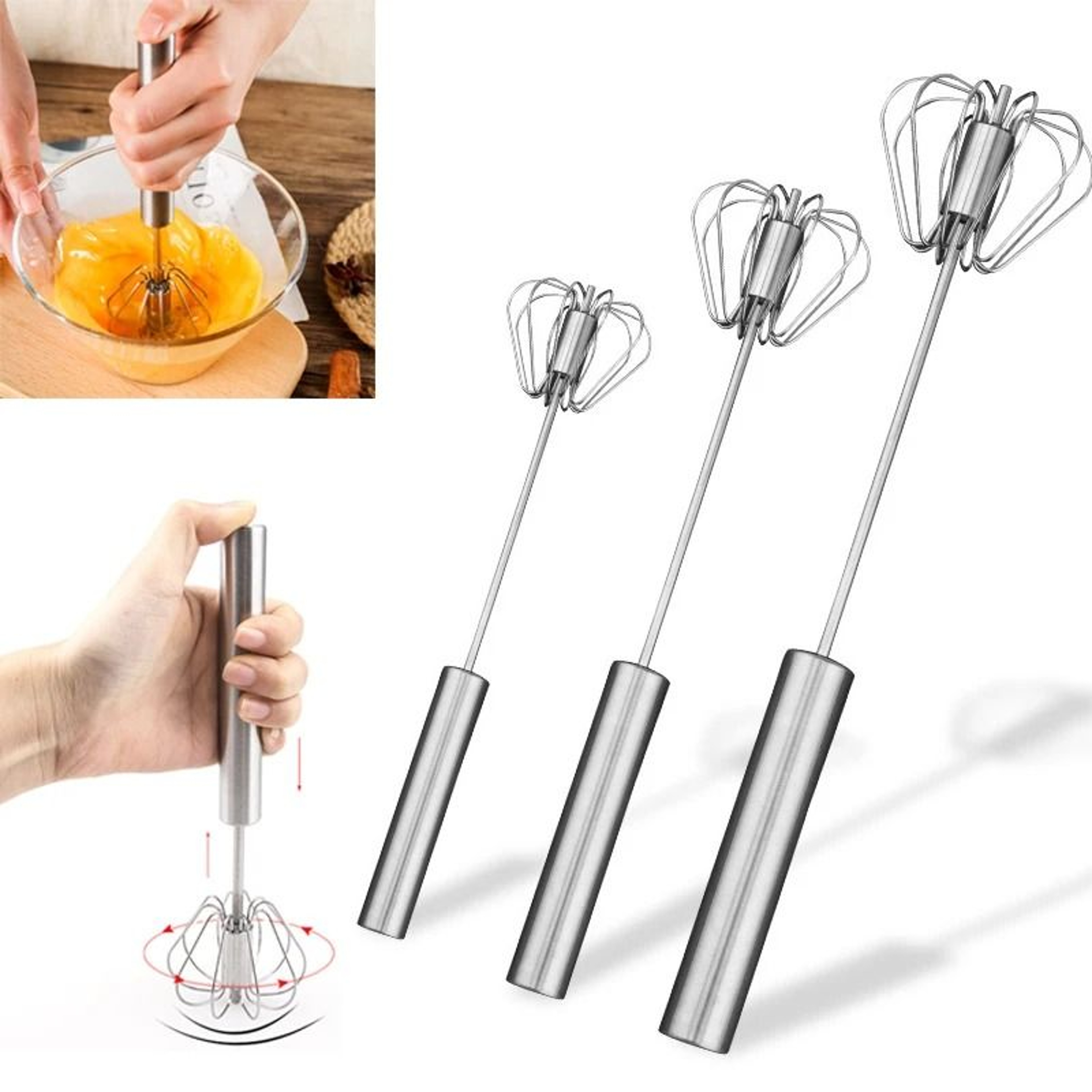 SemiAutomatic Stainless Steel Egg Whisk 1
