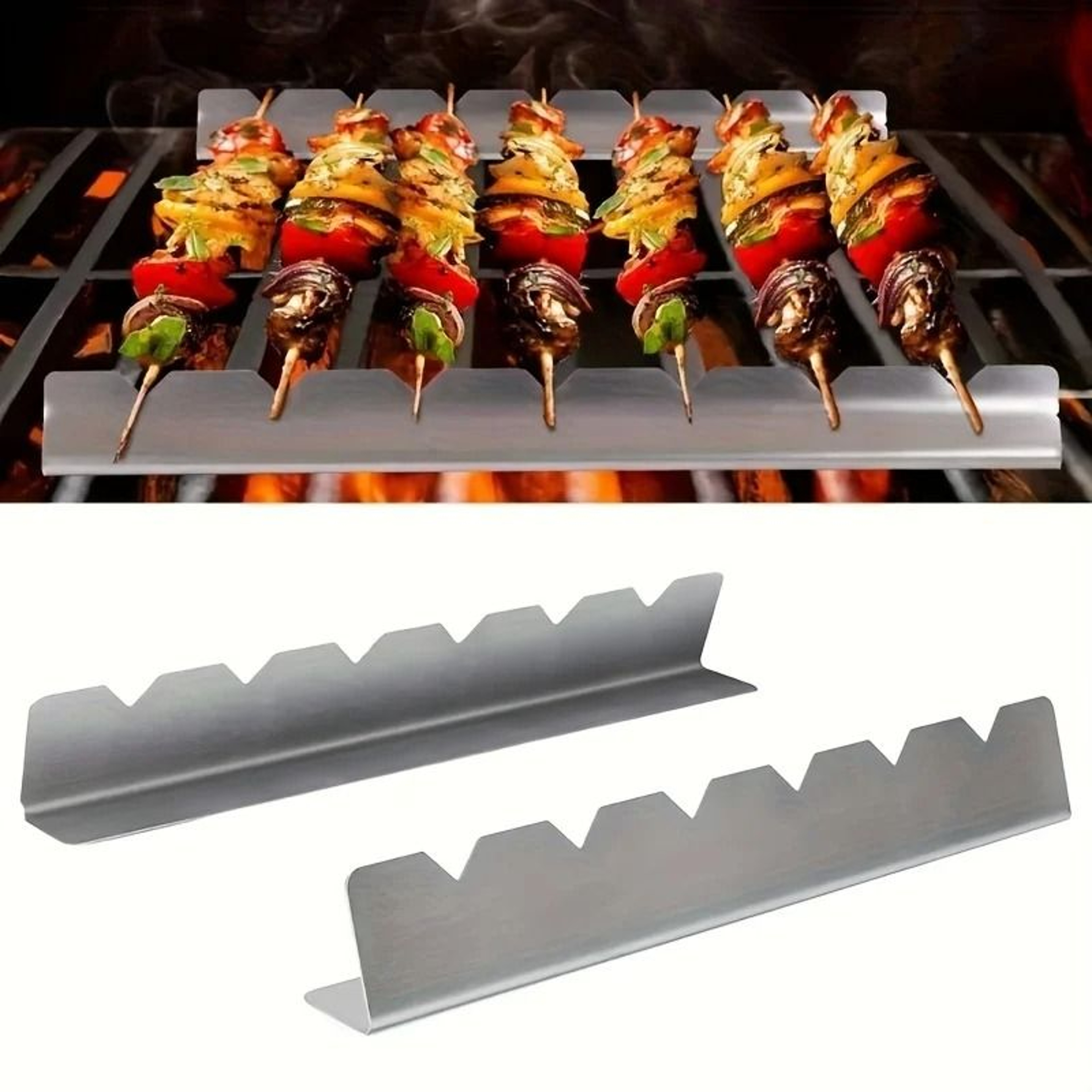 Elevated Stainless Steel Kebab Rack 2 PCS Set 0
