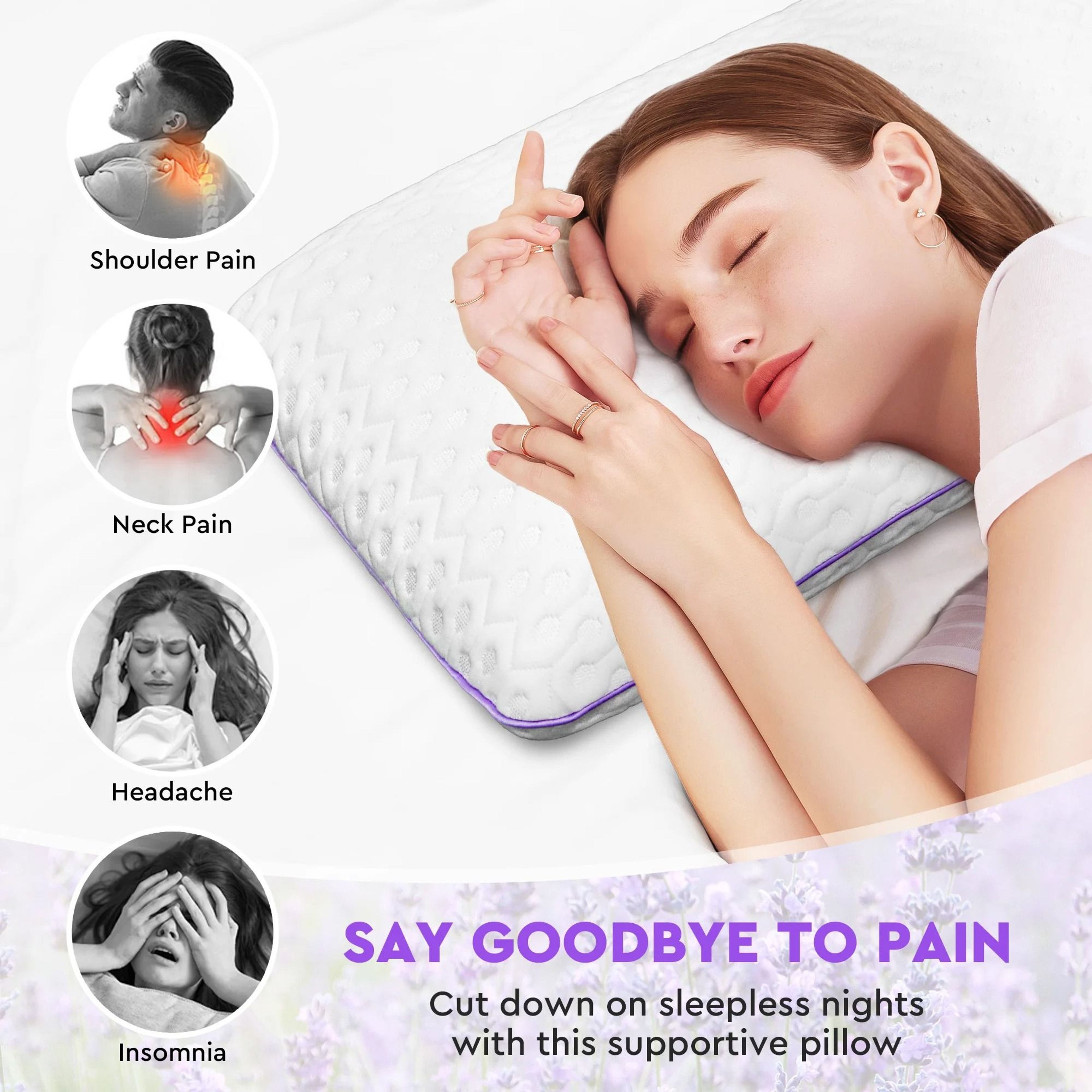 Purple Lavender Infused Cooling Memory Foam Pillow 5
