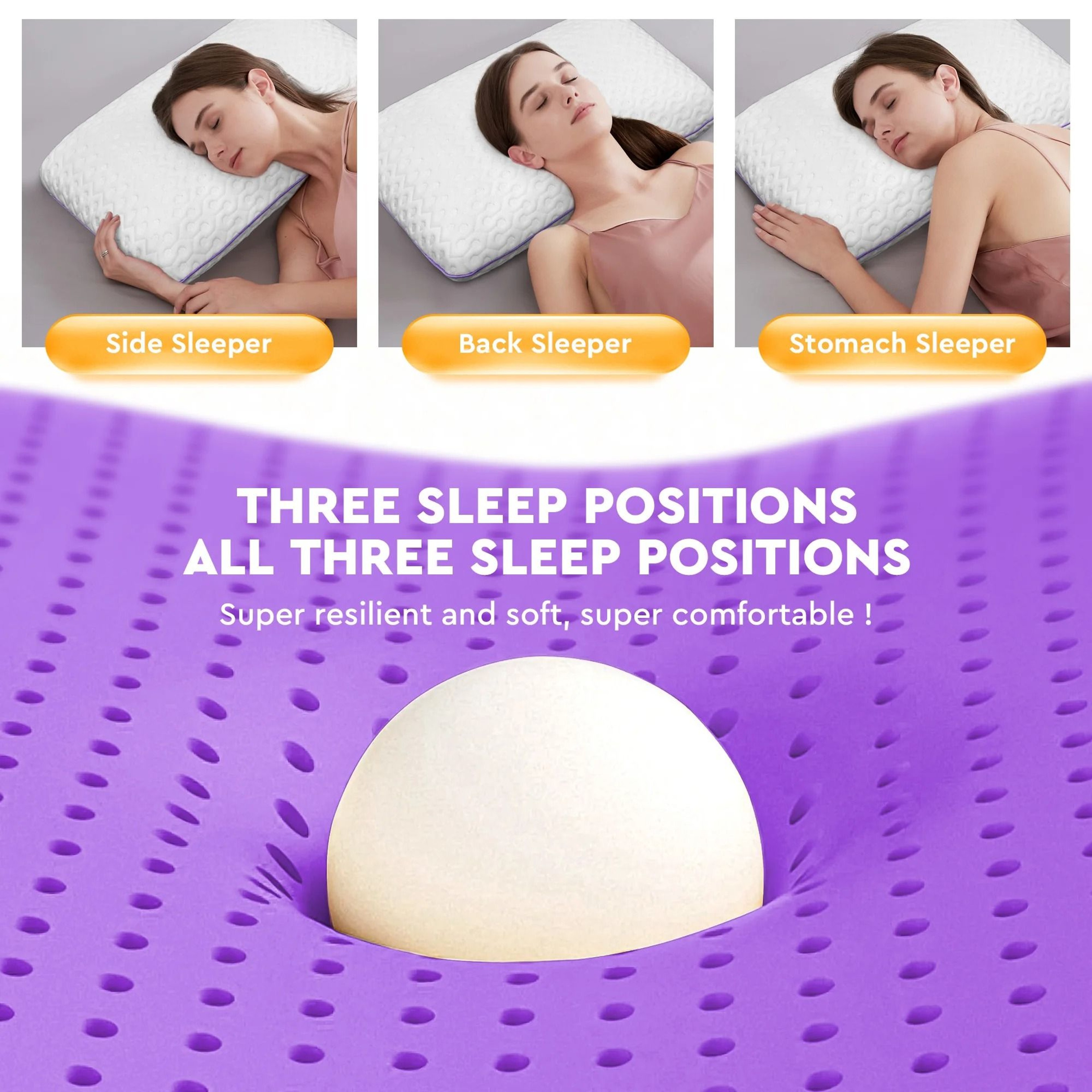 Purple Lavender Infused Cooling Memory Foam Pillow 6