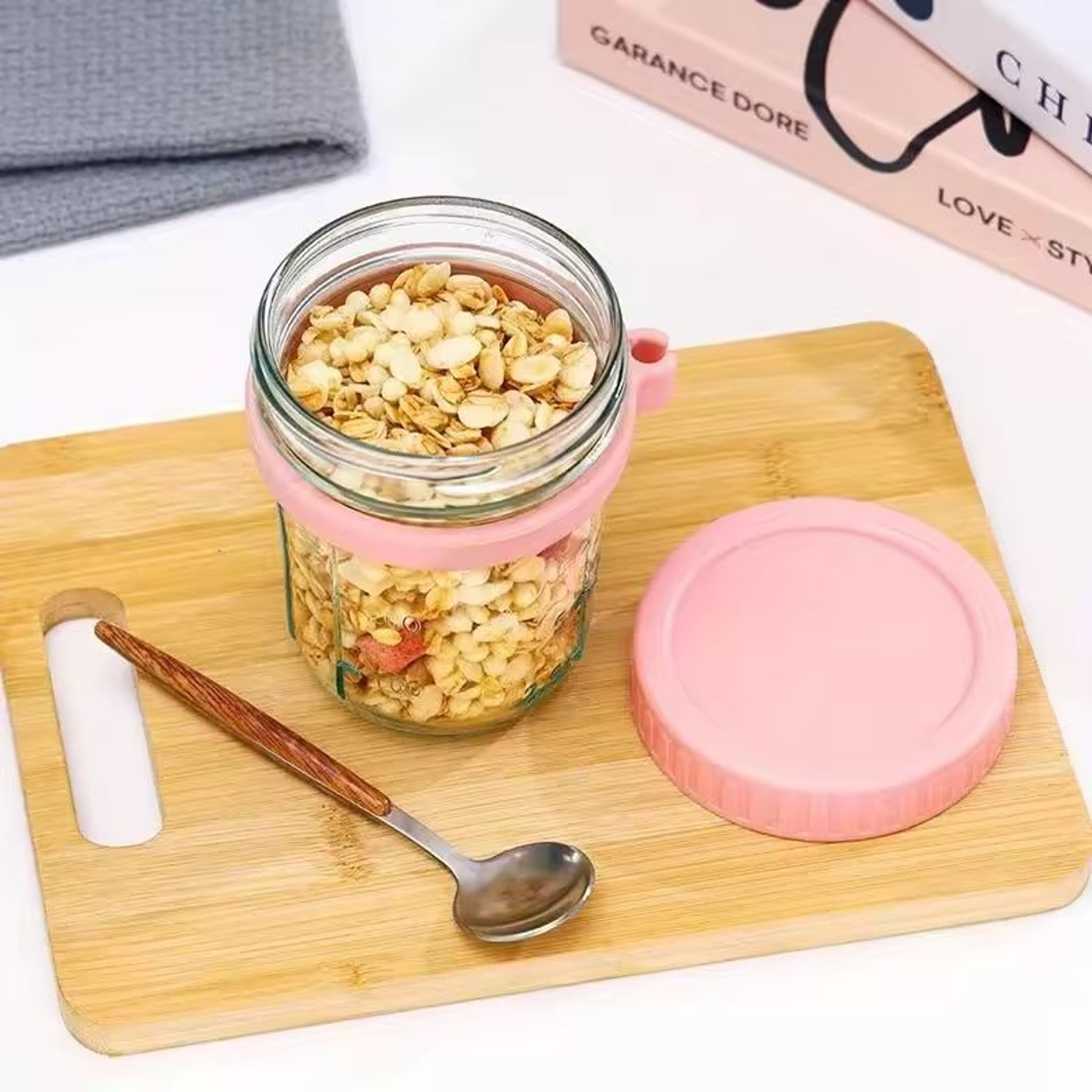 Glass Overnight Oats Container 1pcs 2