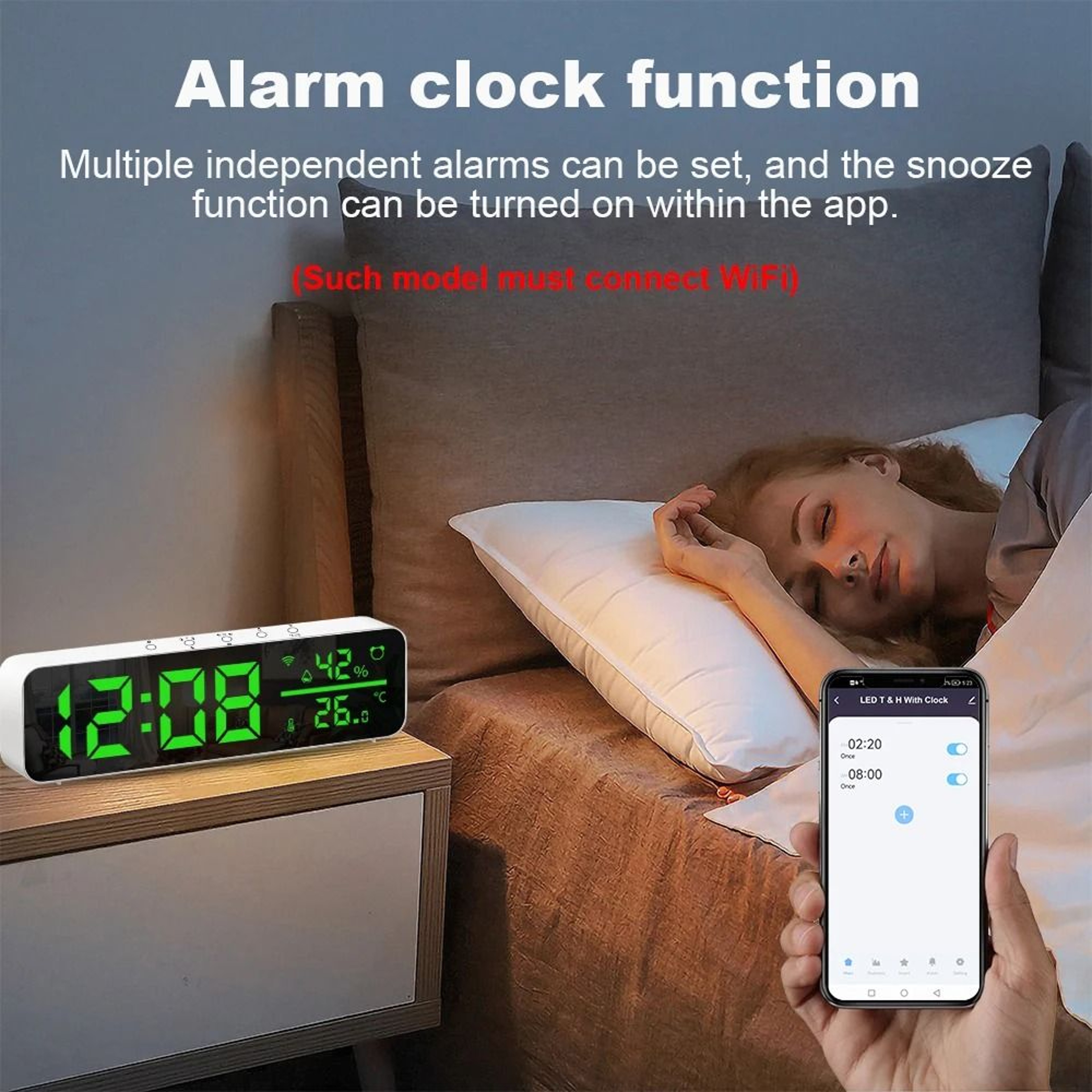 Smart WiFi Desktop Mirror Clock  Sensor 2