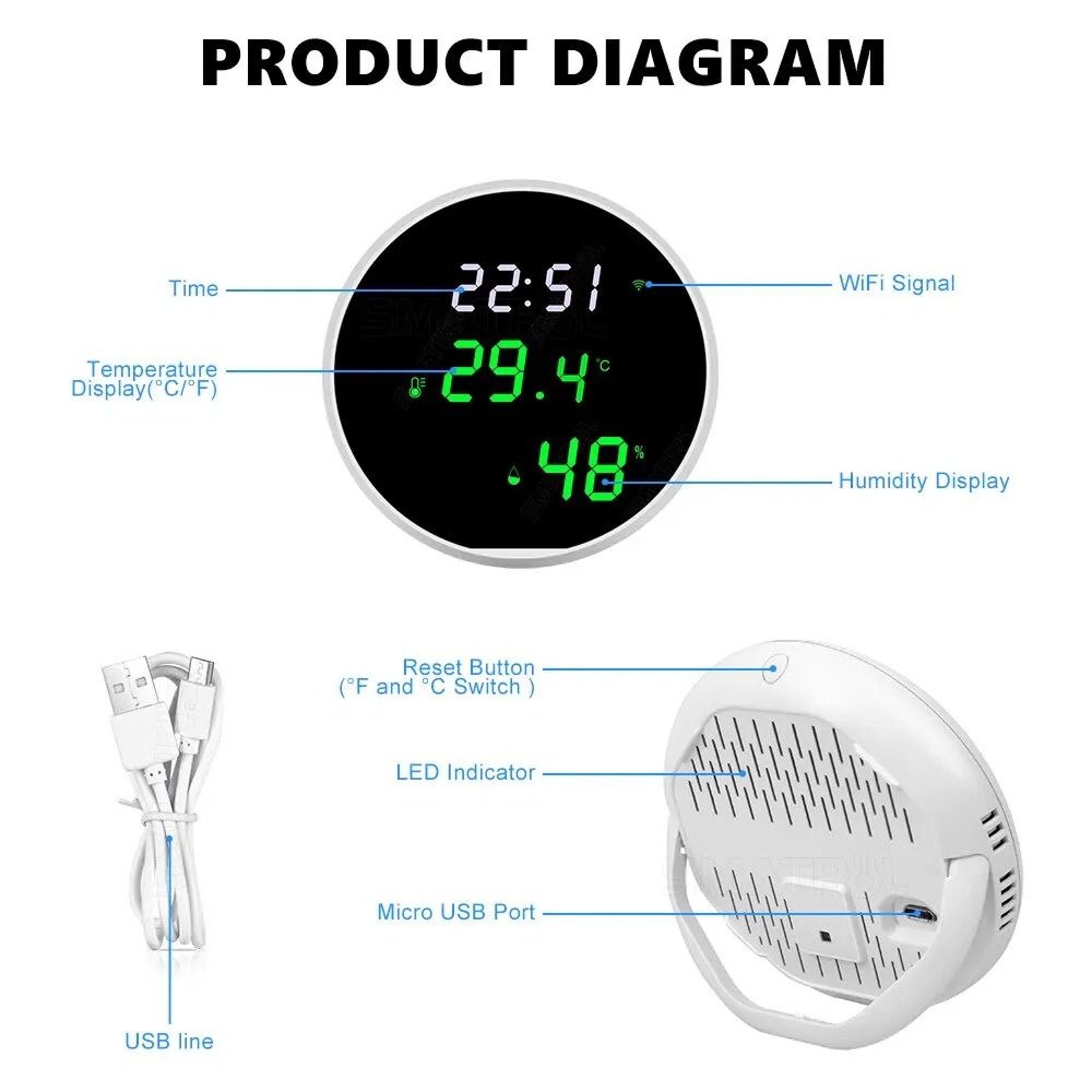 WiFi Smart Indoor Hygrometer  Thermometer 2
