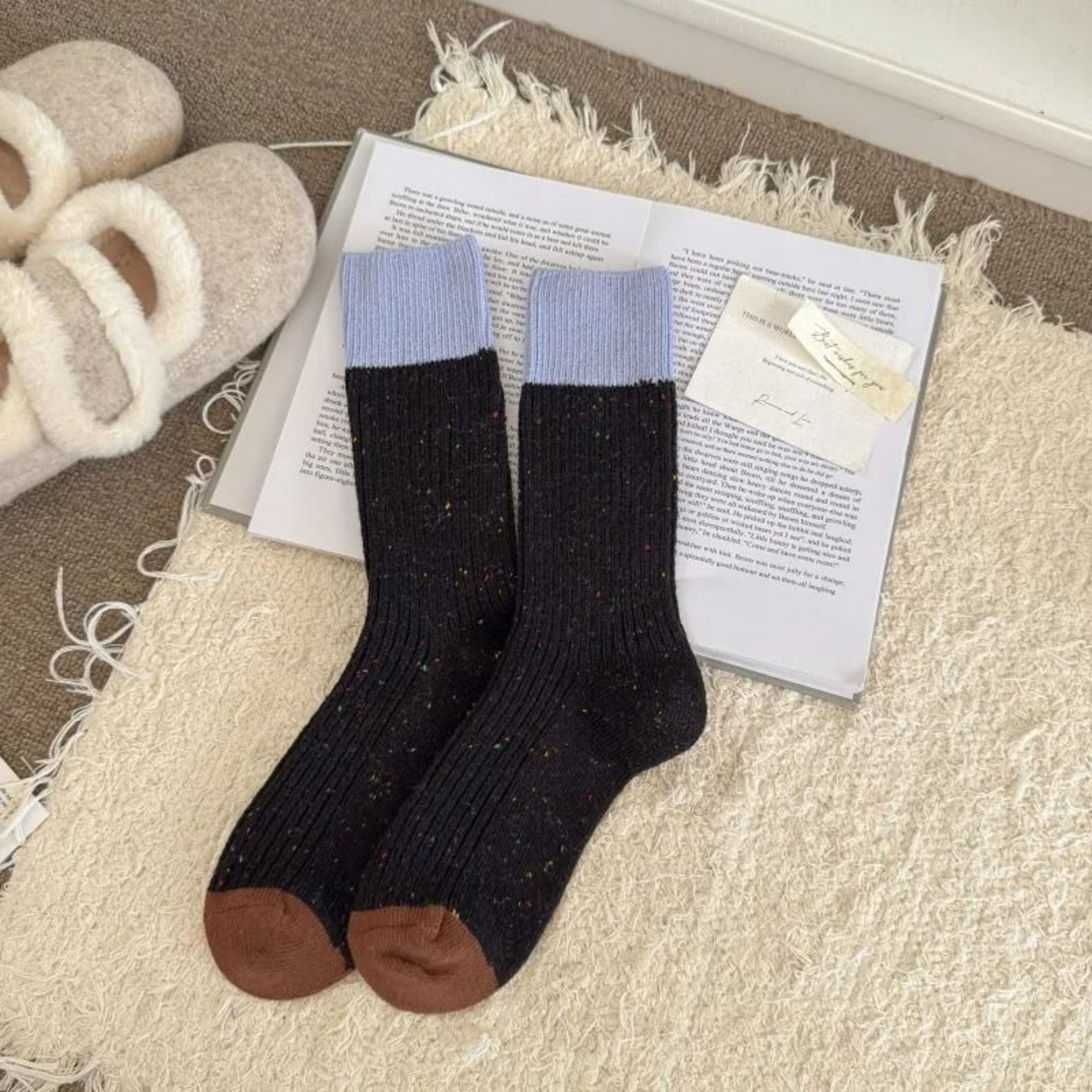 Color Blocking Velvet Dot Winter Socks 8