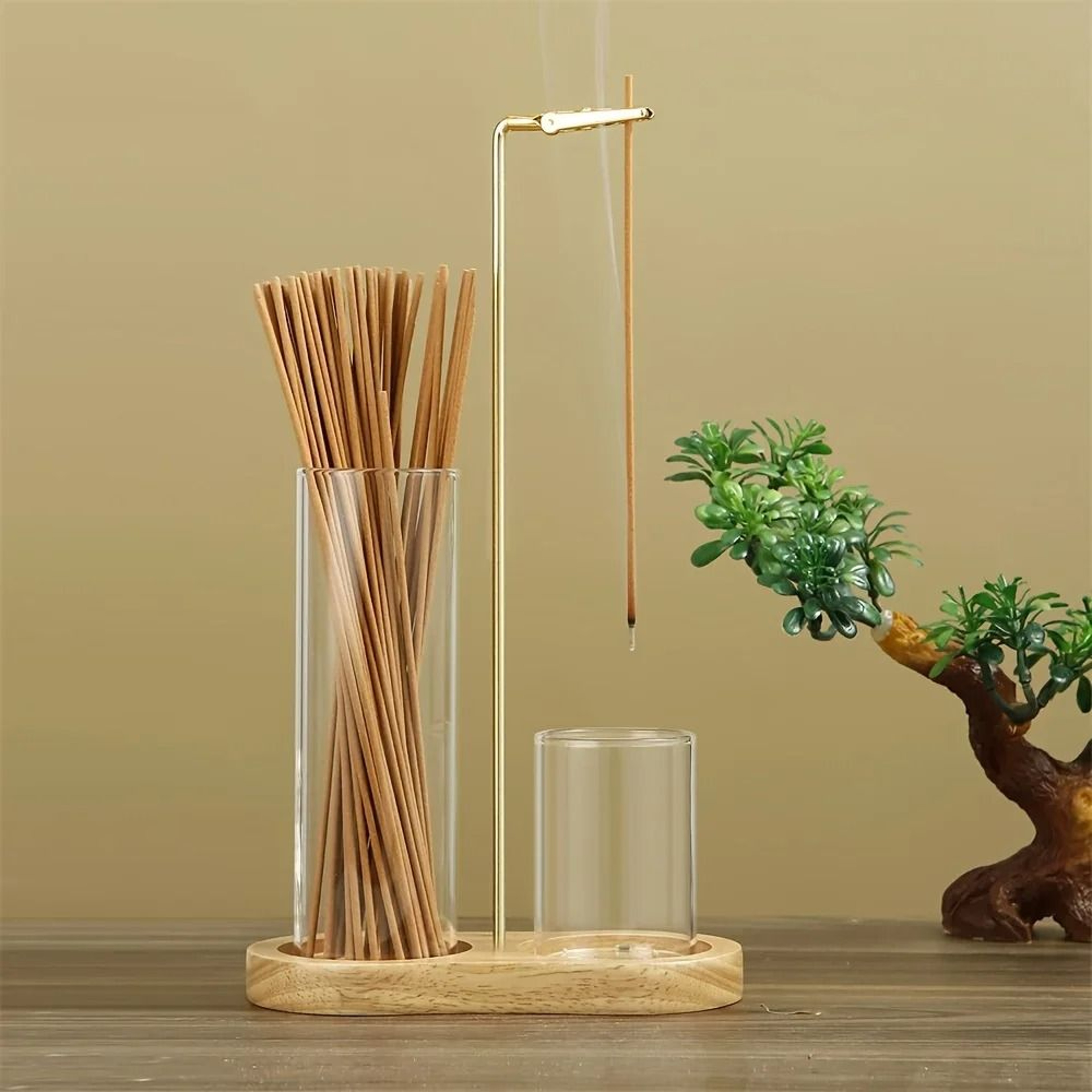 Elegant 2in1 Glass Incense  Candle Sanctuary  AntiFly Ash Modern Burner With Storage 3